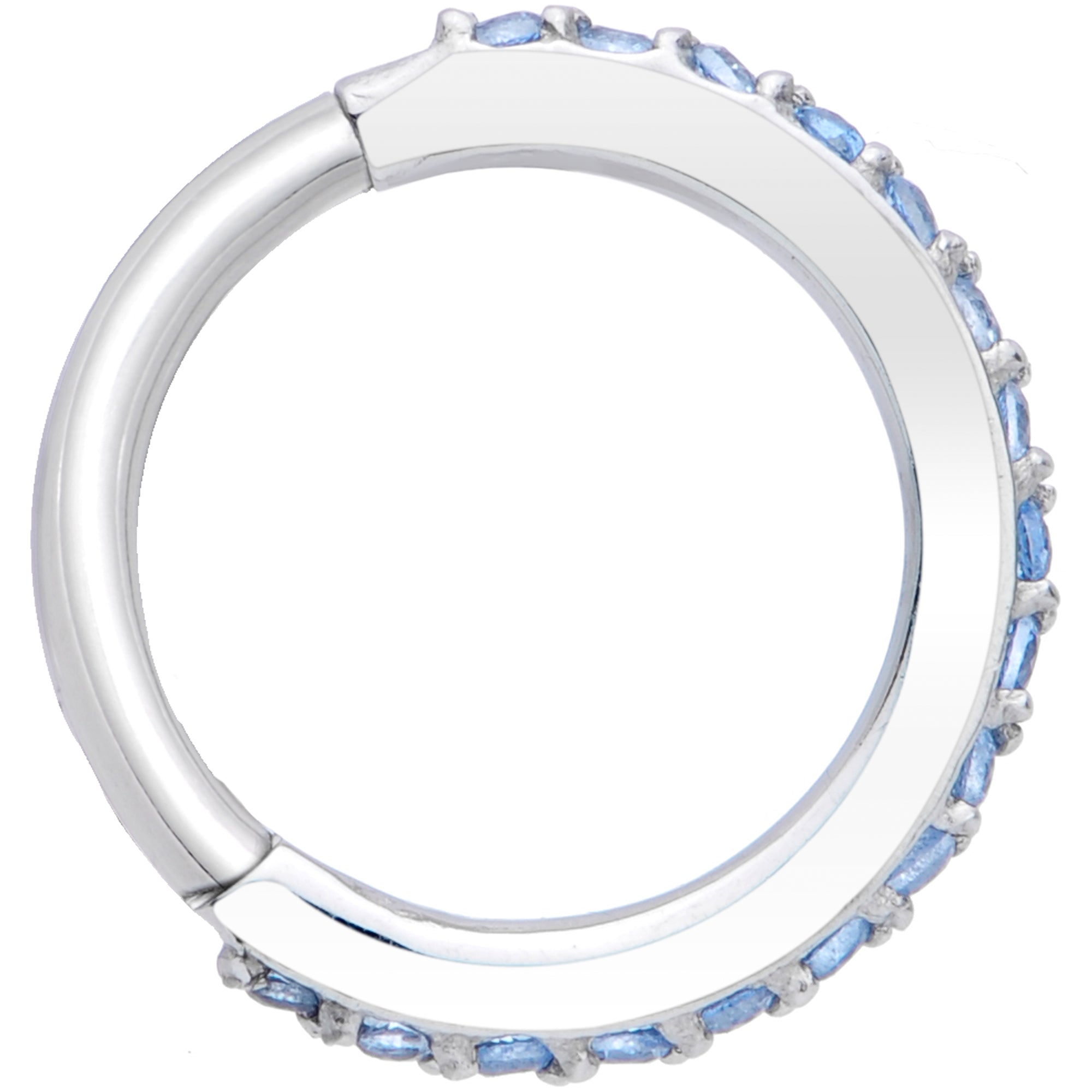 16 Gauge 5/16 Aqua CZ Gem Stainless Steel Hinged Segment Ring