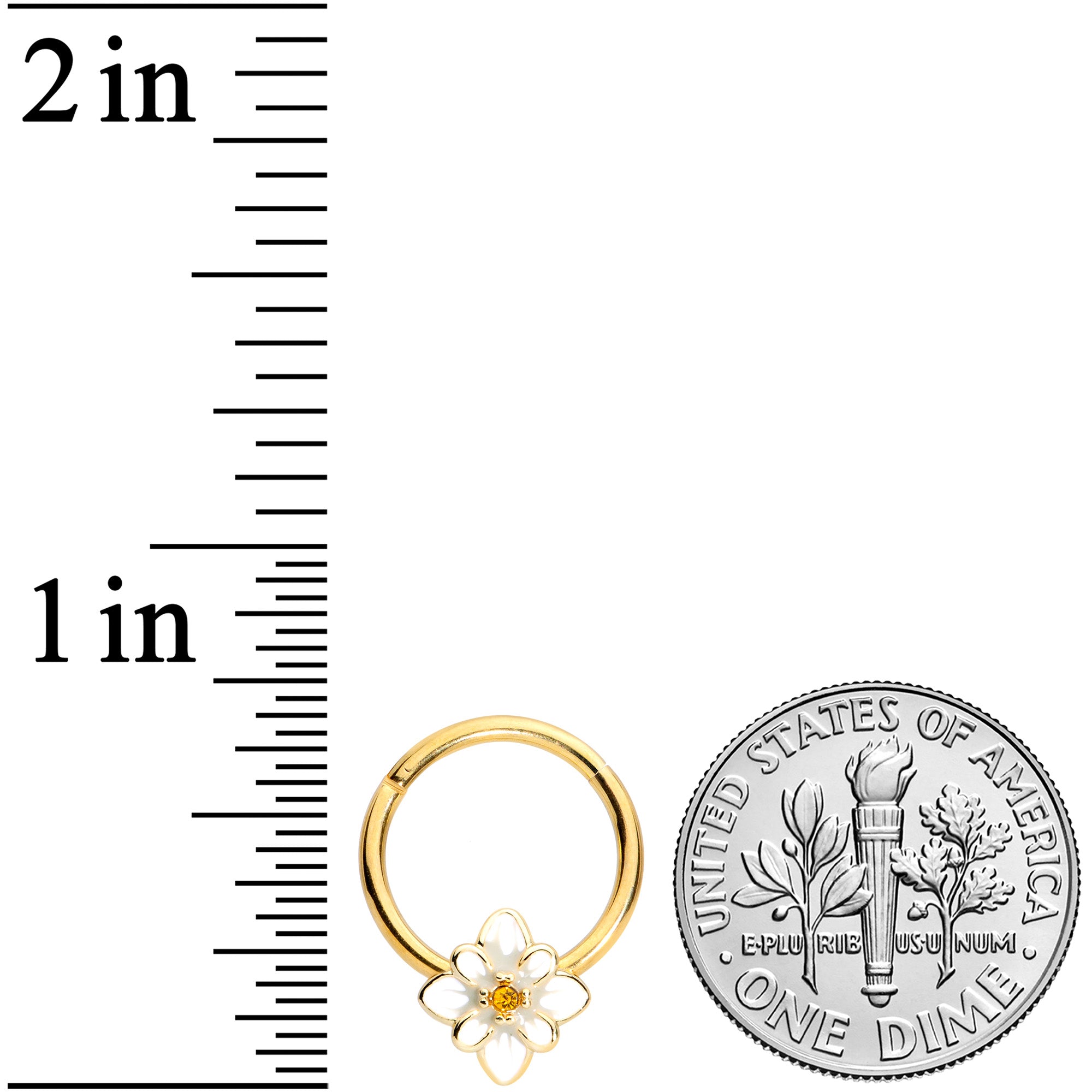 16G 3/8 Yellow Gem Gold Tone Flower Septum Clicker