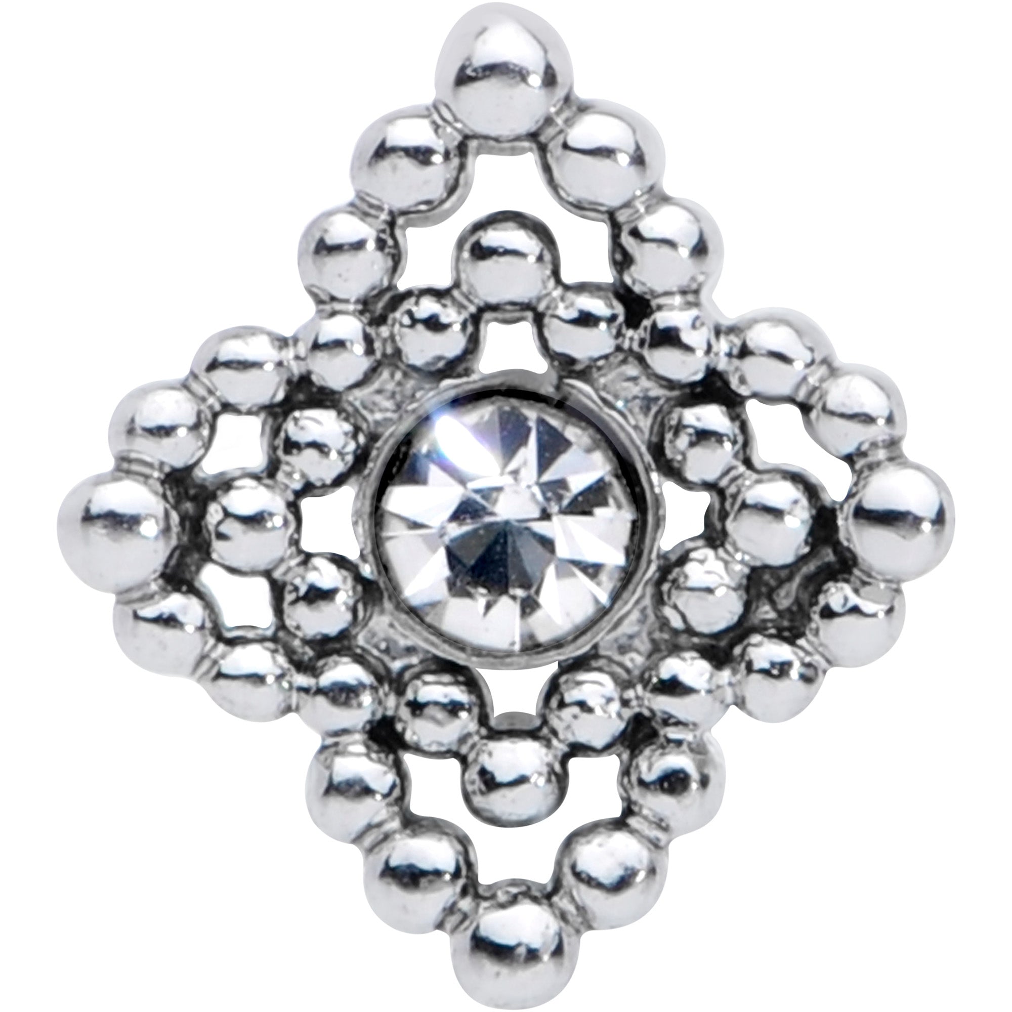 16G 1/4 Clear Gem Textured Cross Cartilage Tragus Earring