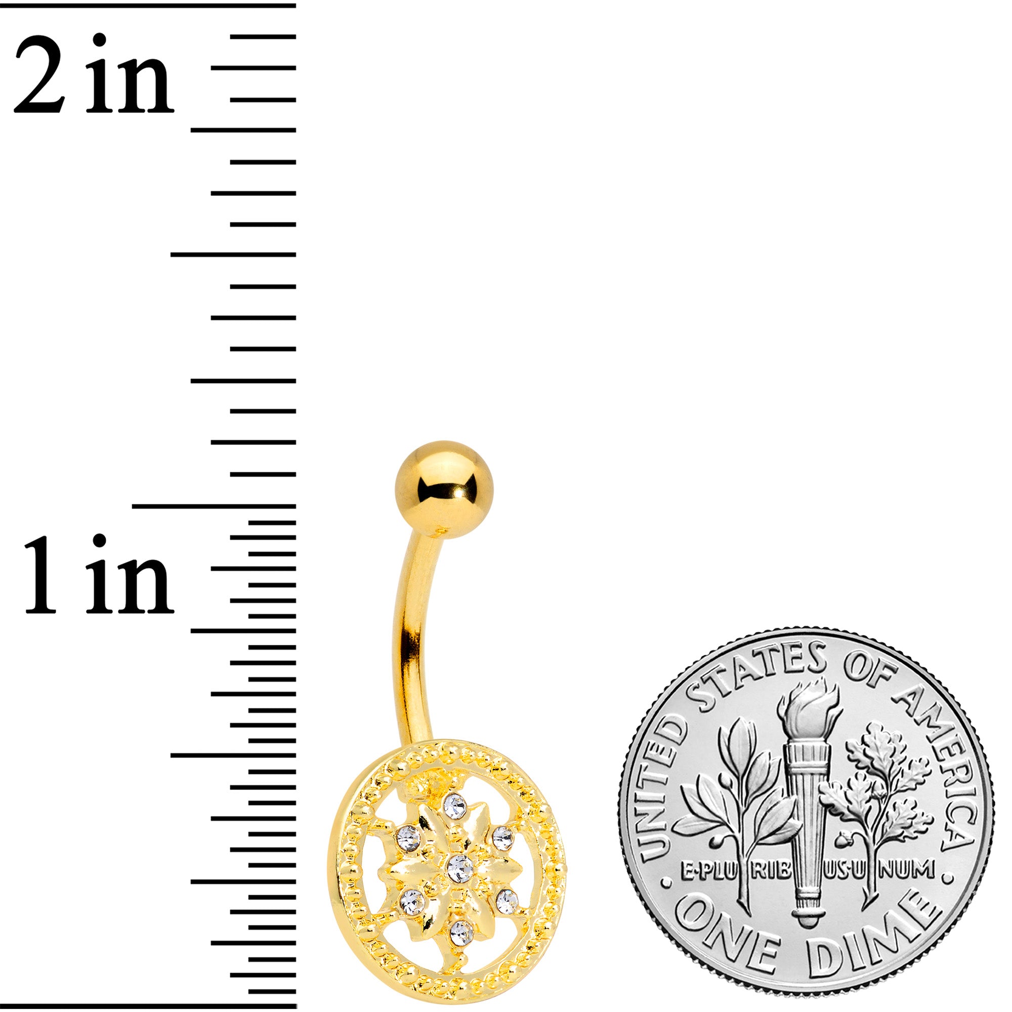 Clear Gem Gold Tone Floral Finery Flower Belly Ring