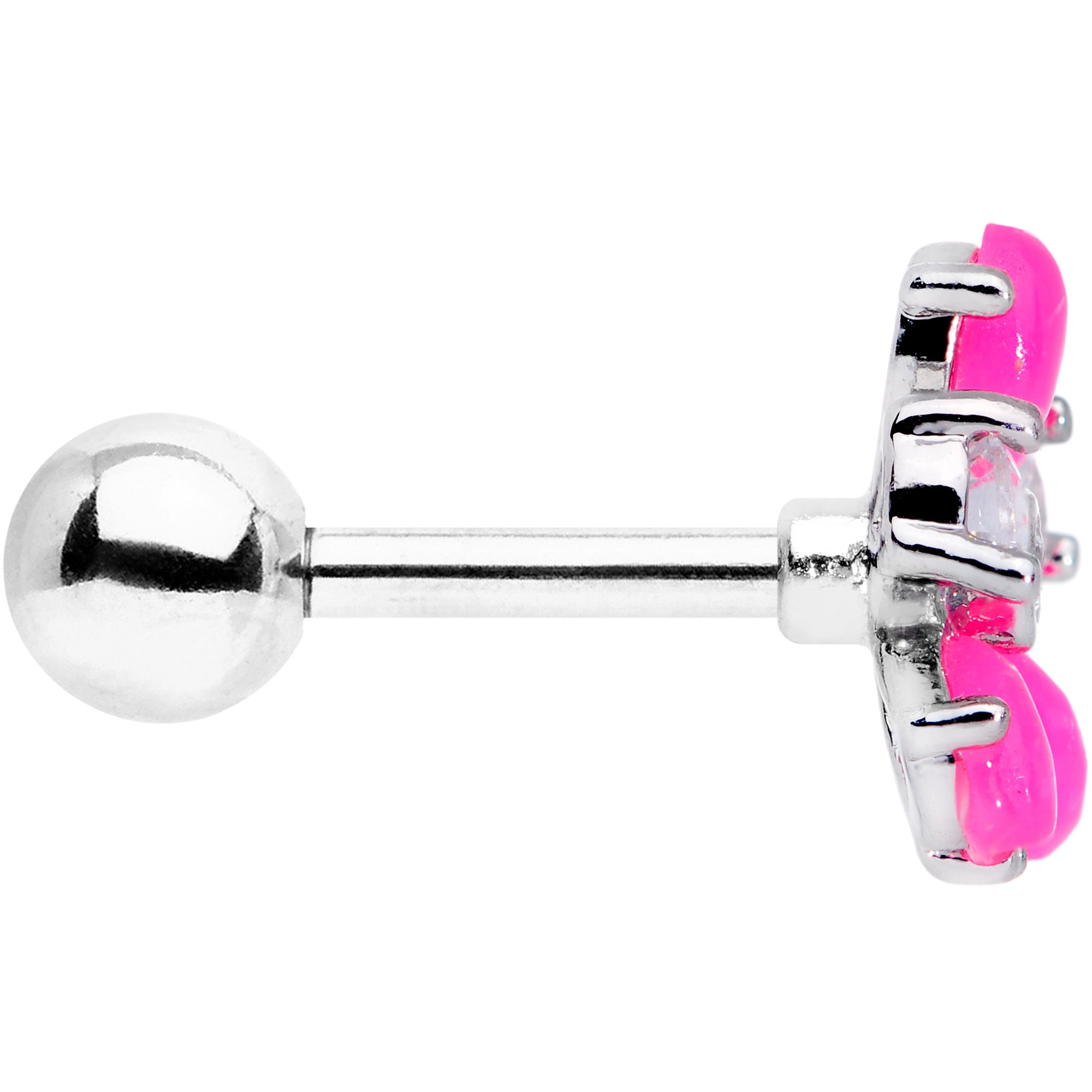 16G 1/4 Pink Faux Opal Flower Cartilage Tragus