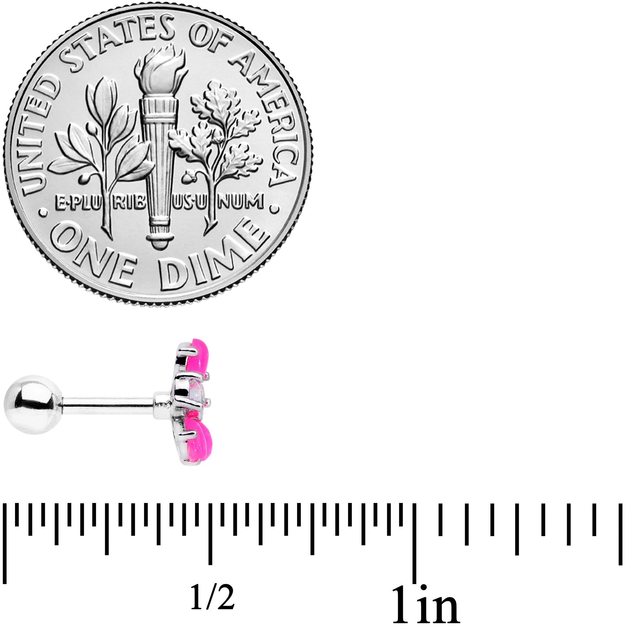 16G 1/4 Pink Faux Opal Flower Cartilage Tragus