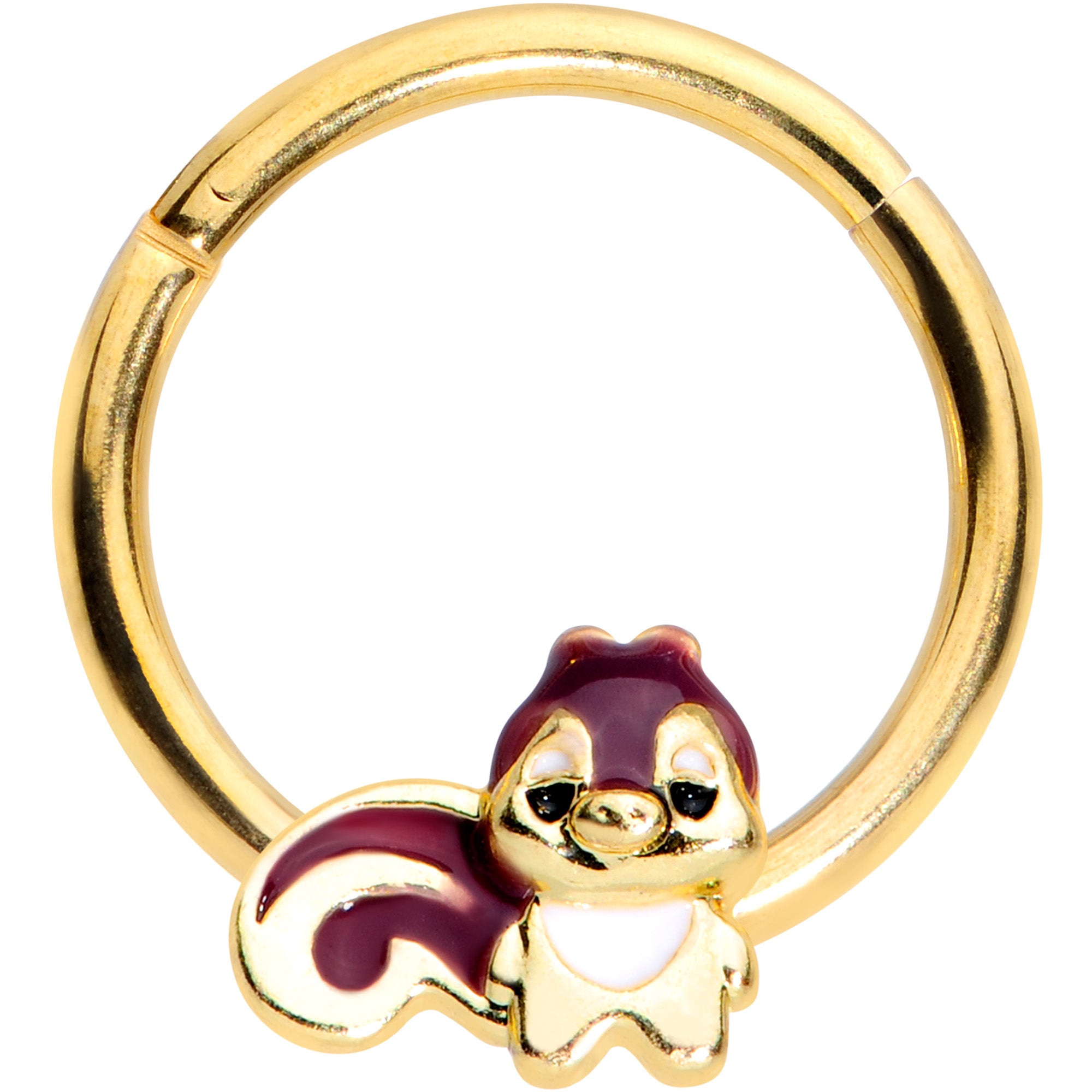 16G 3/8 Gold Tone Squirrel Hinged Segment Ring
