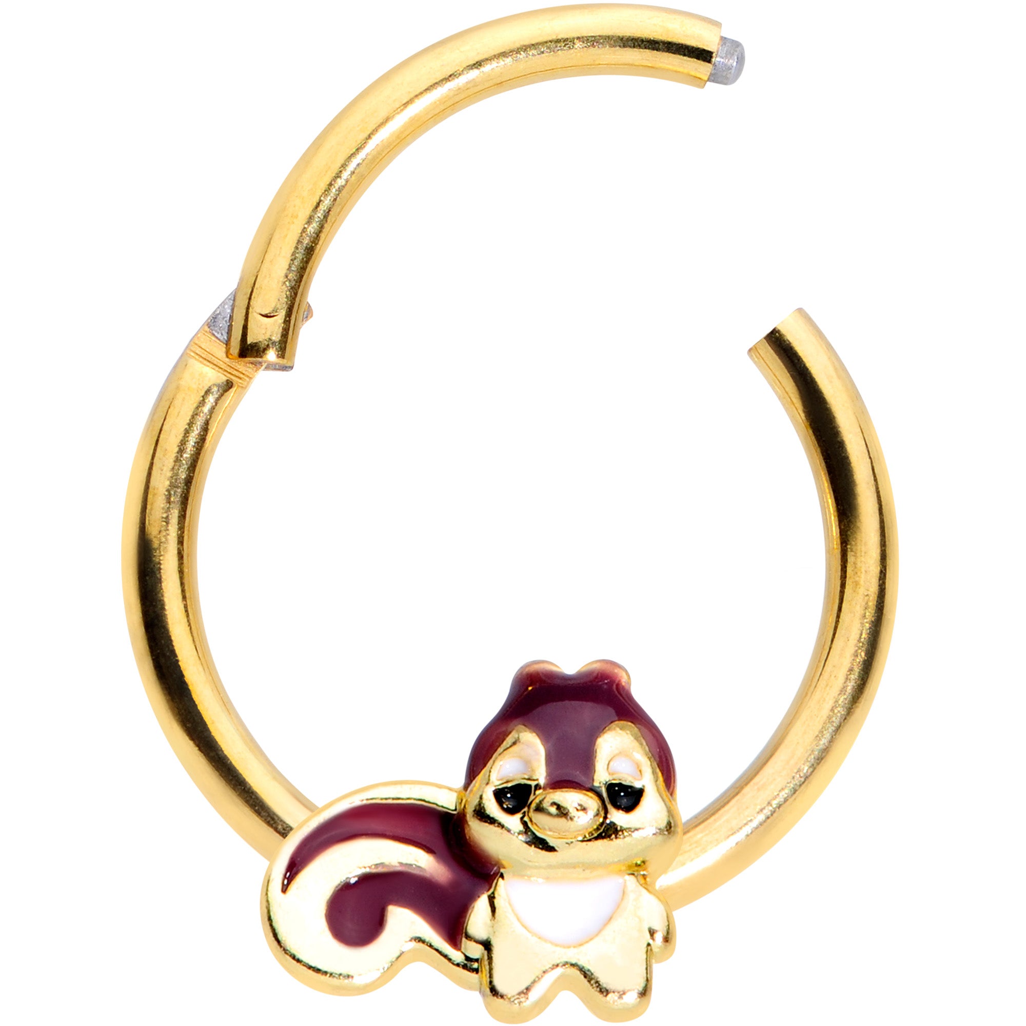 16G 3/8 Gold Tone Squirrel Hinged Segment Ring