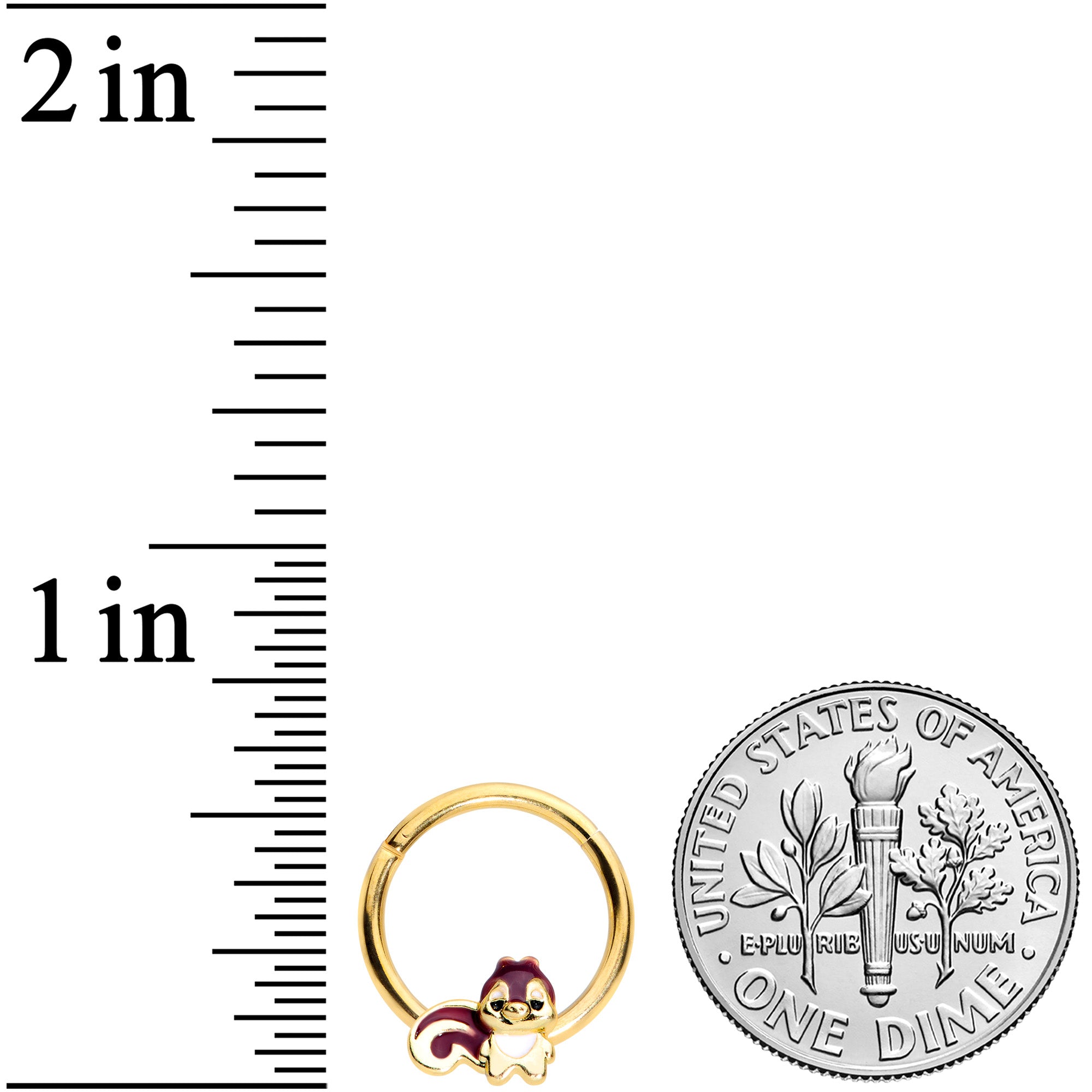 16G 3/8 Gold Tone Squirrel Hinged Segment Ring