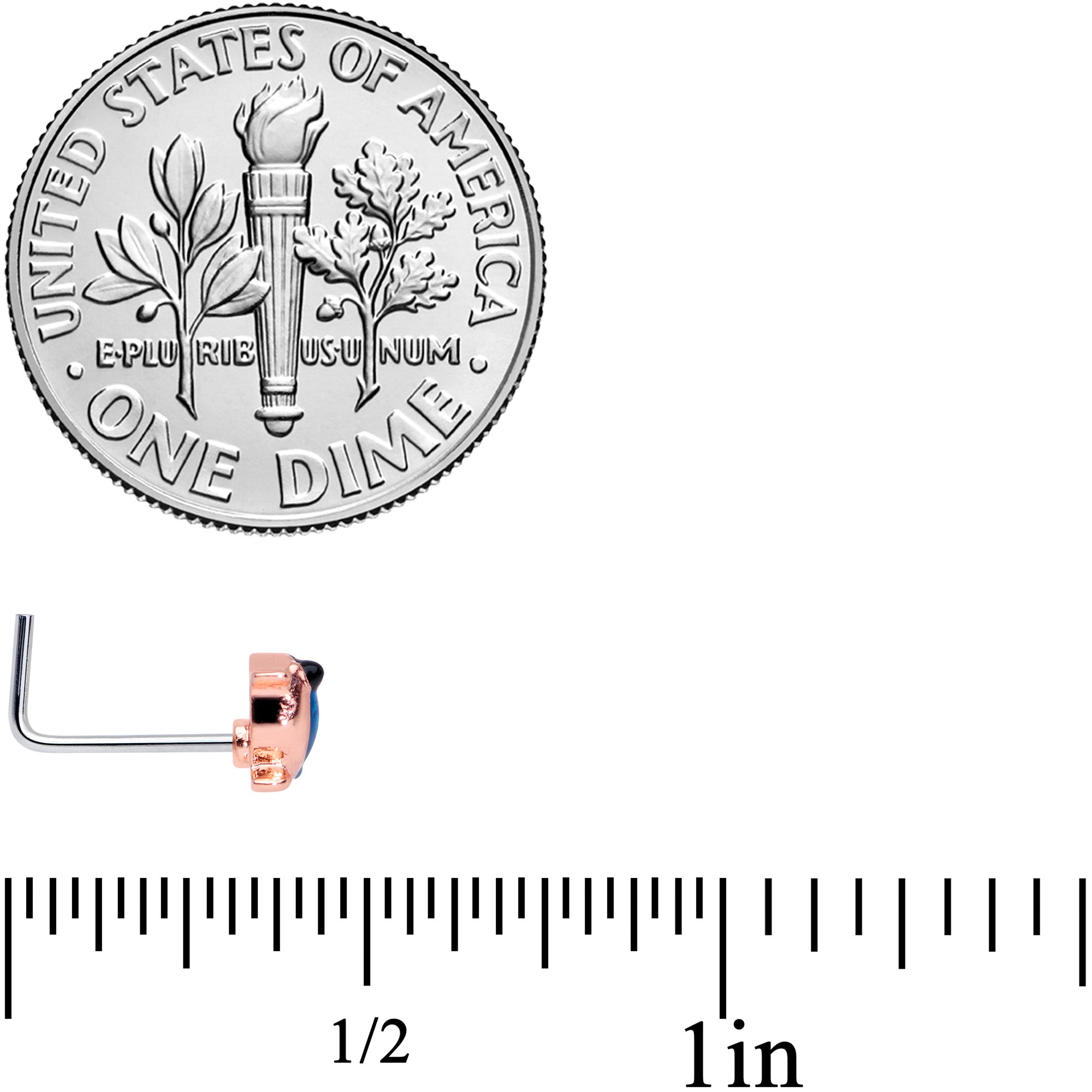 20G 5/16 Rose Gold Tone Bluebird L Shaped Nose Ring