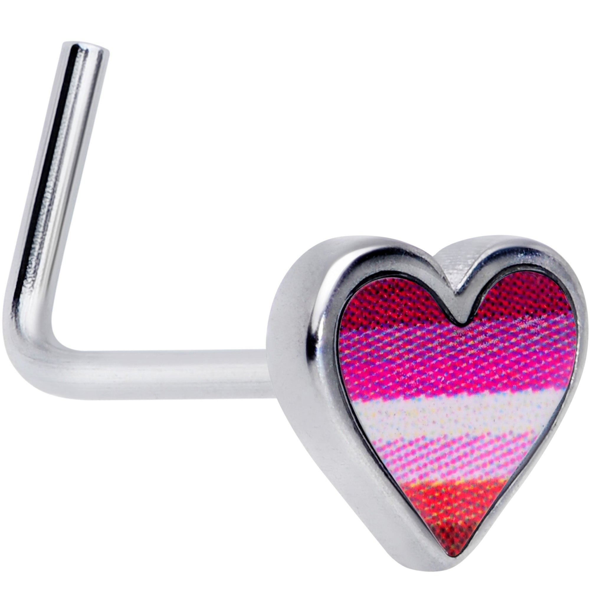 20 Gauge 5/16 Lesbian Pride Heart L Shaped Nose Ring