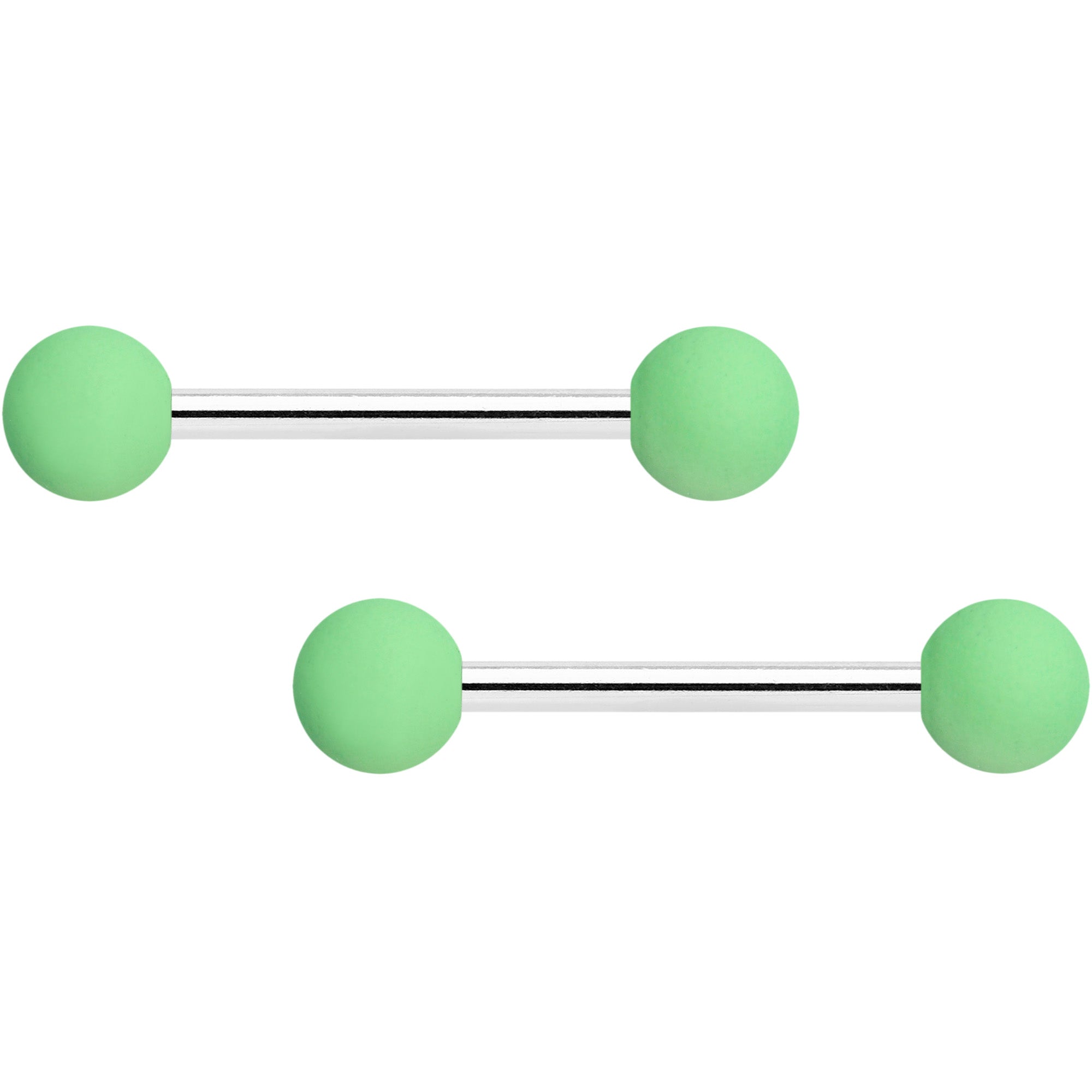 14G 9/16 Mint Green Matte Barbell Nipple Ring Set