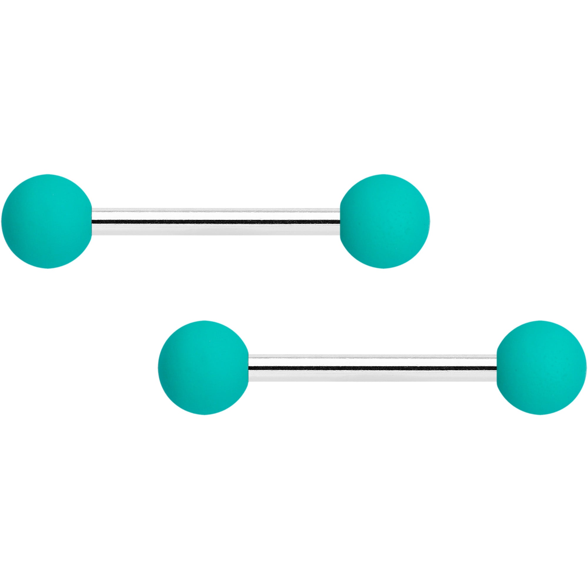 14G 9/16 Teal Black Matte Barbell Nipple Ring Set of 4