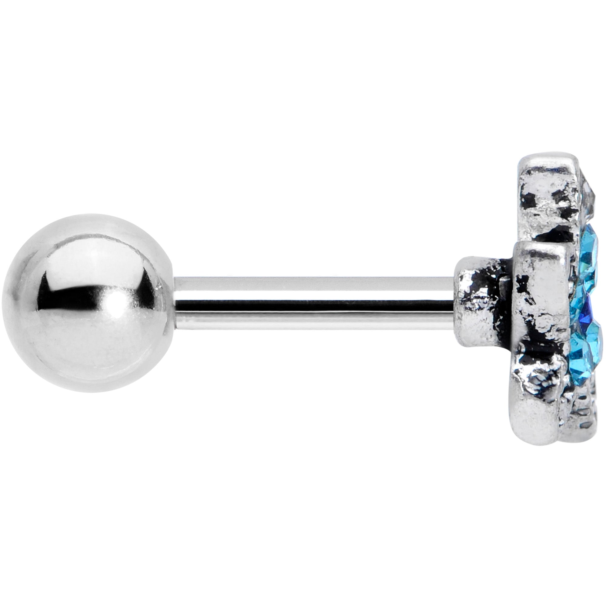 16G 1/4 Aqua Blue Gem Starfish Cartilage Tragus Earring