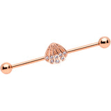 14 Gauge Clear Gem Rose Gold Tone Shell Industrial Barbell 38mm