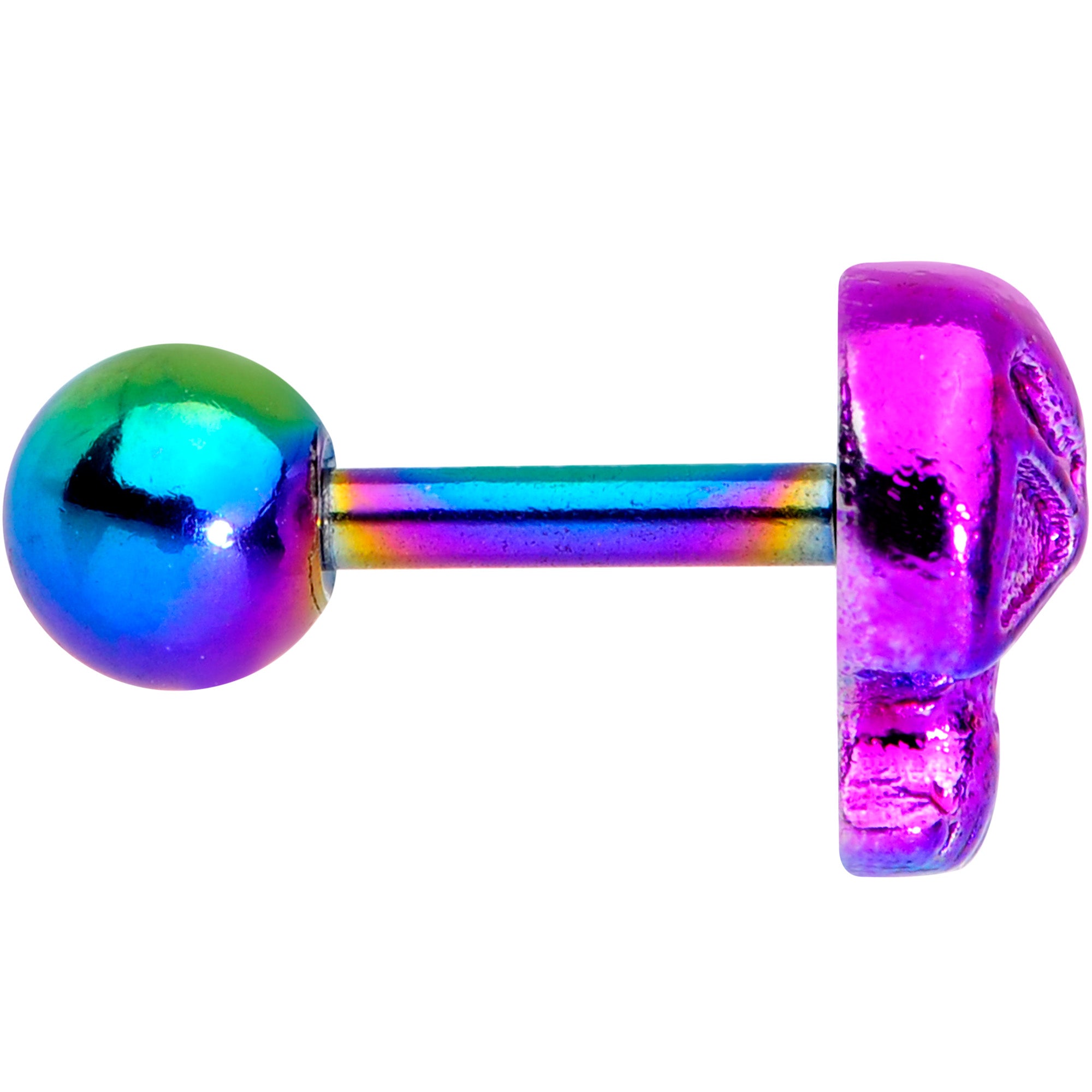 16G 1/4 Rainbow Plated Scary Skull Cartilage Tragus Earring