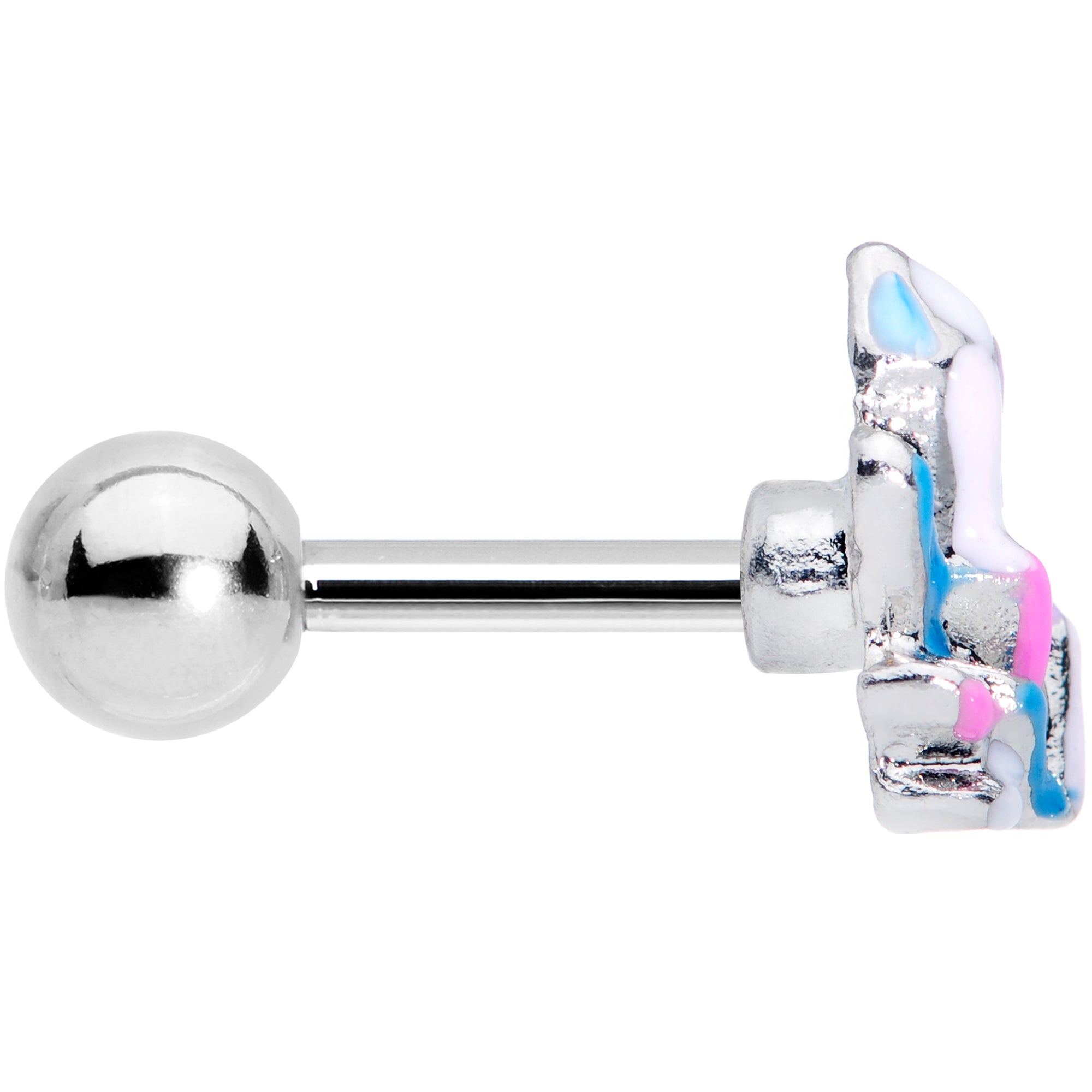 16G 1/4 Pink White Geology Cartilage Tragus Earring