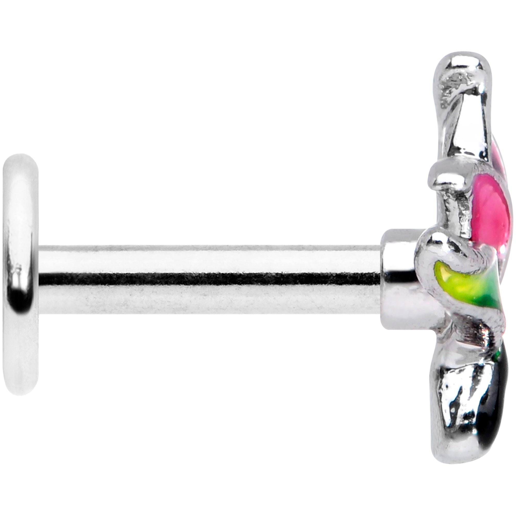 16G 1/4 Green Purple Tropical Flower Labret Monroe Tragus