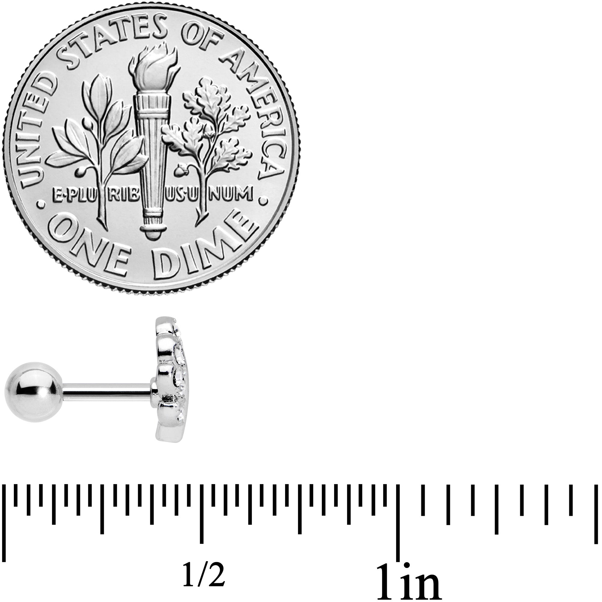 16G 1/4 Clear Gem Elegant Leaves Cartilage Tragus