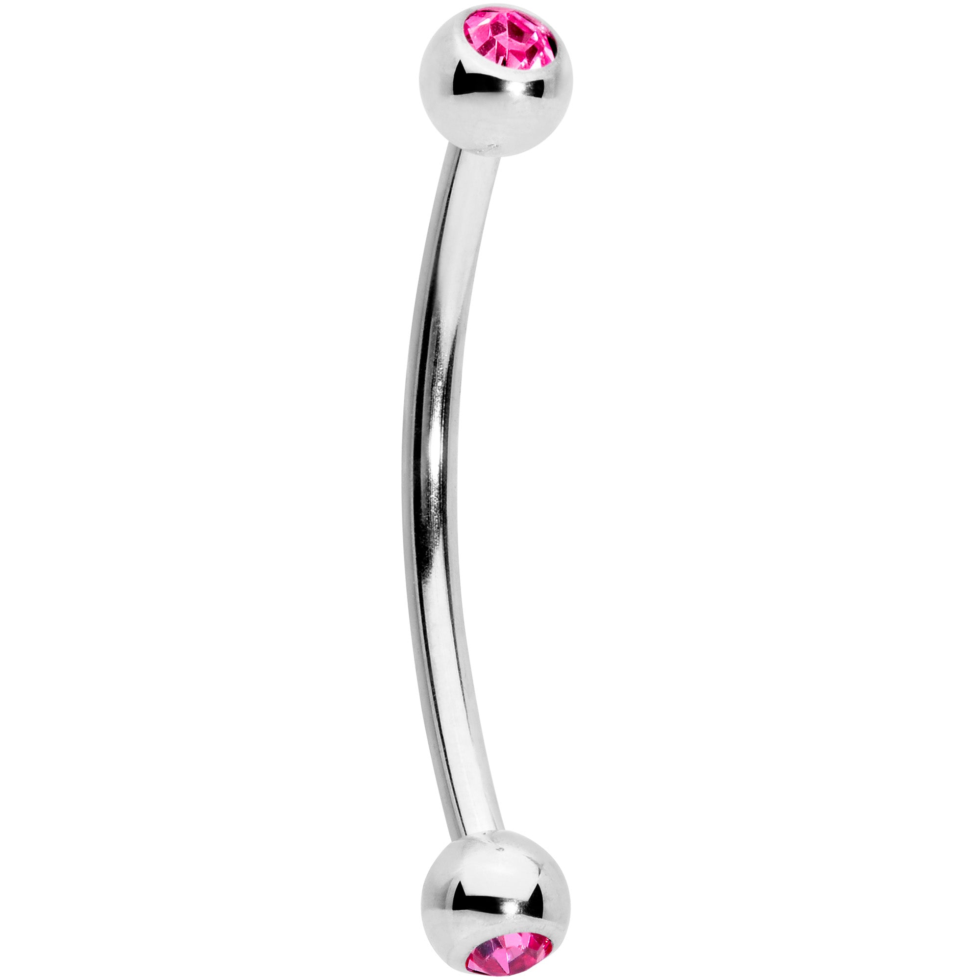 16G 9/16 Pink Gem Ball End Curved Barbell