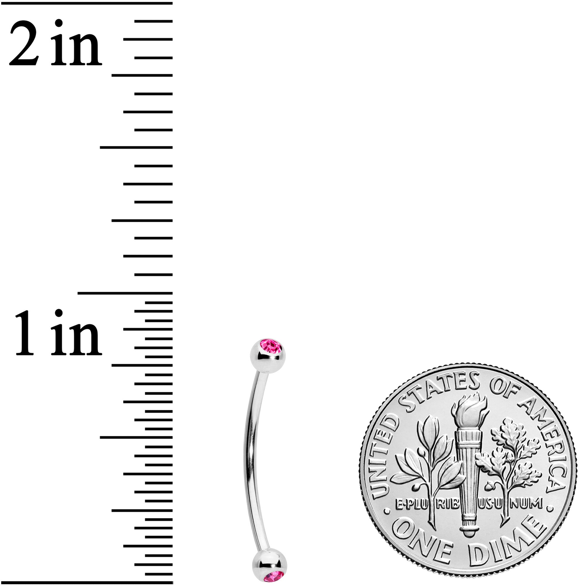 16G 5/8 Pink Gem Ball End Curved Barbell