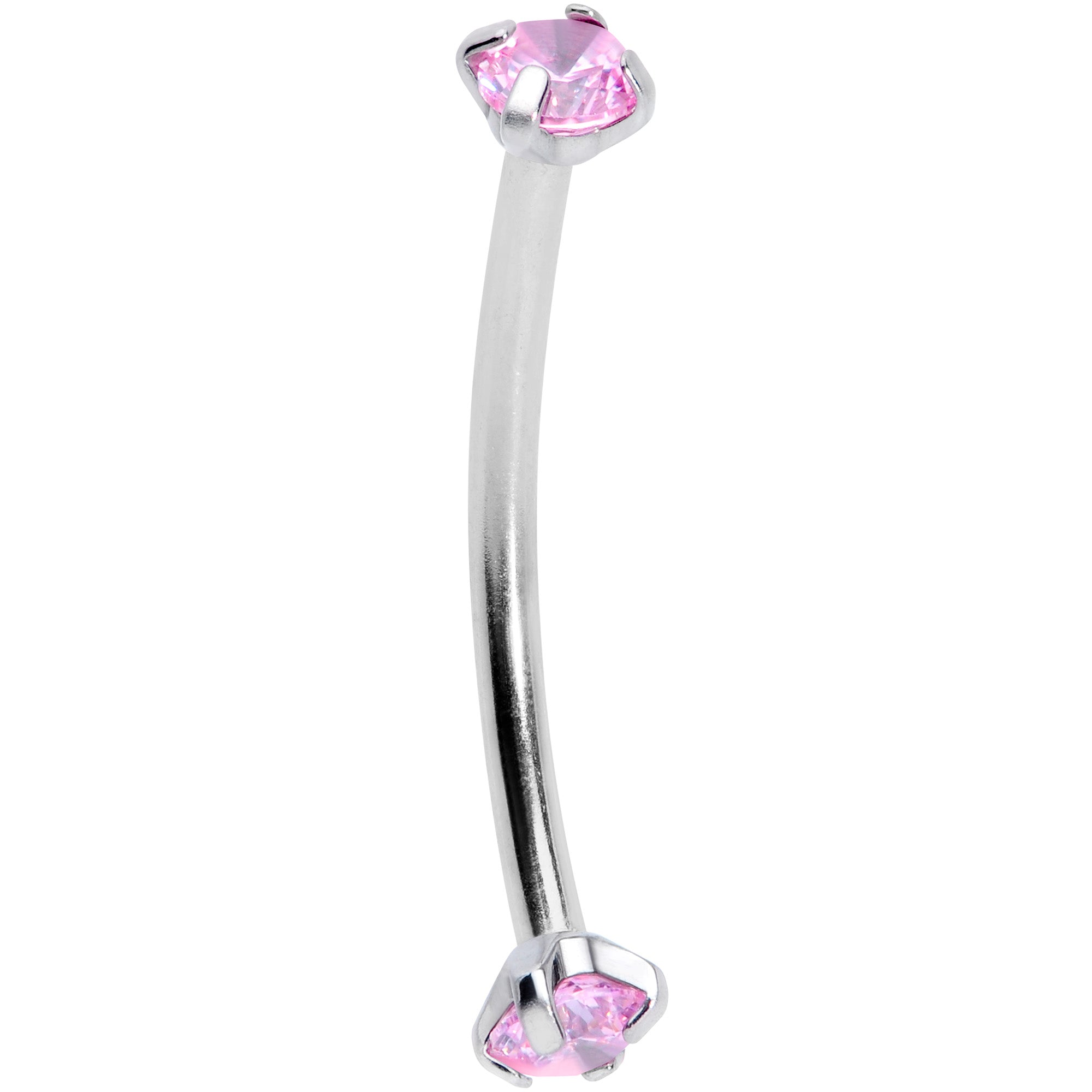 16G 9/16 Pink CZ Gem End Curved Barbell