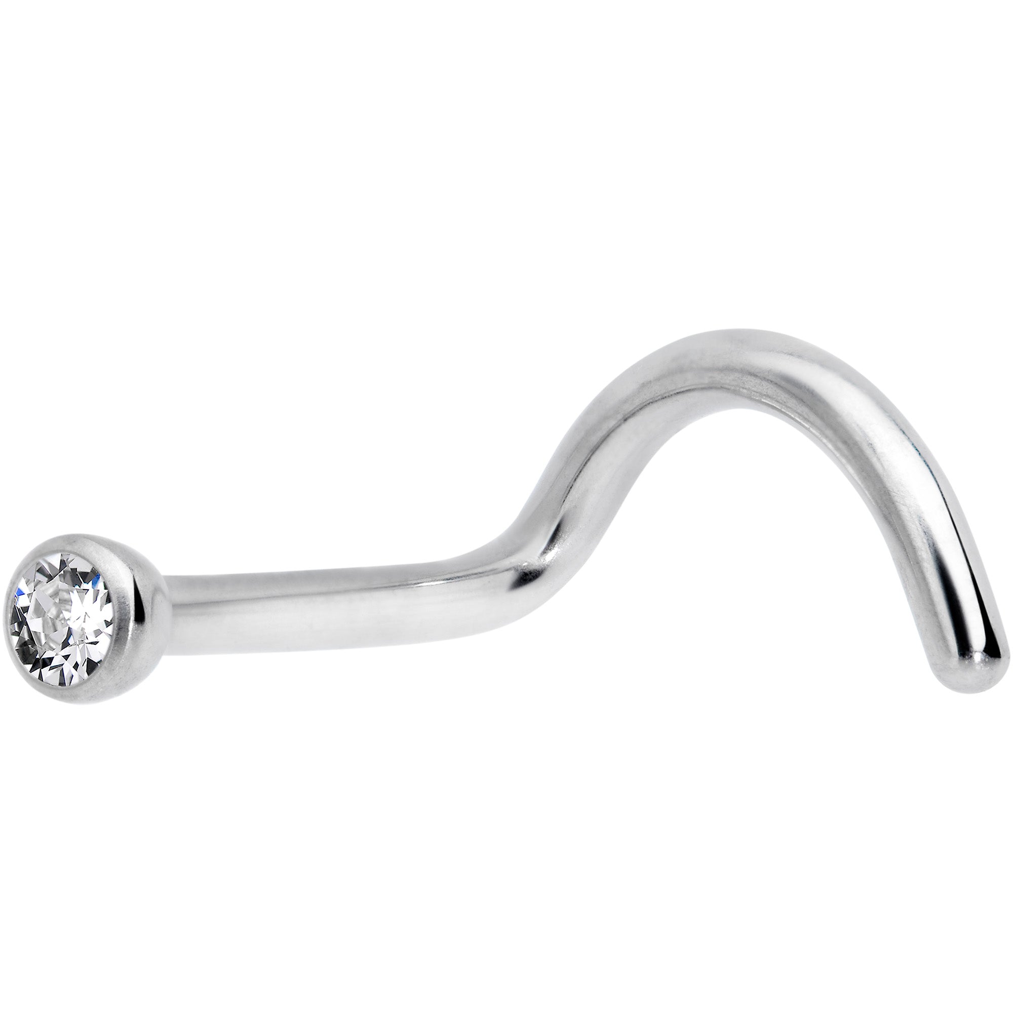 18G Clear 2mm Grade 23 Titanium Press Fit Left Nose Ring Screw