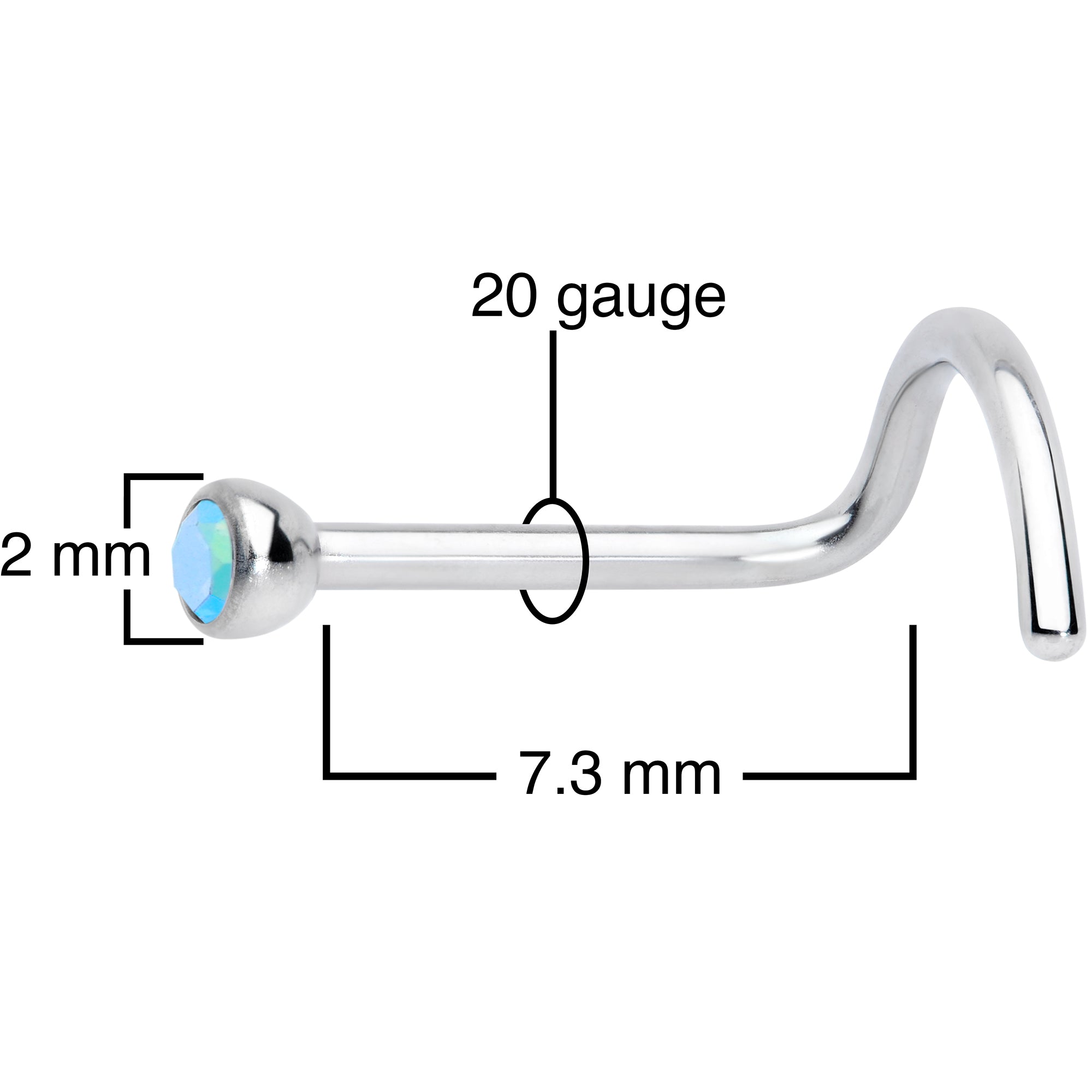 20G Aurora 2mm Grade 23 Titanium Press Fit Left Side Nose Screw