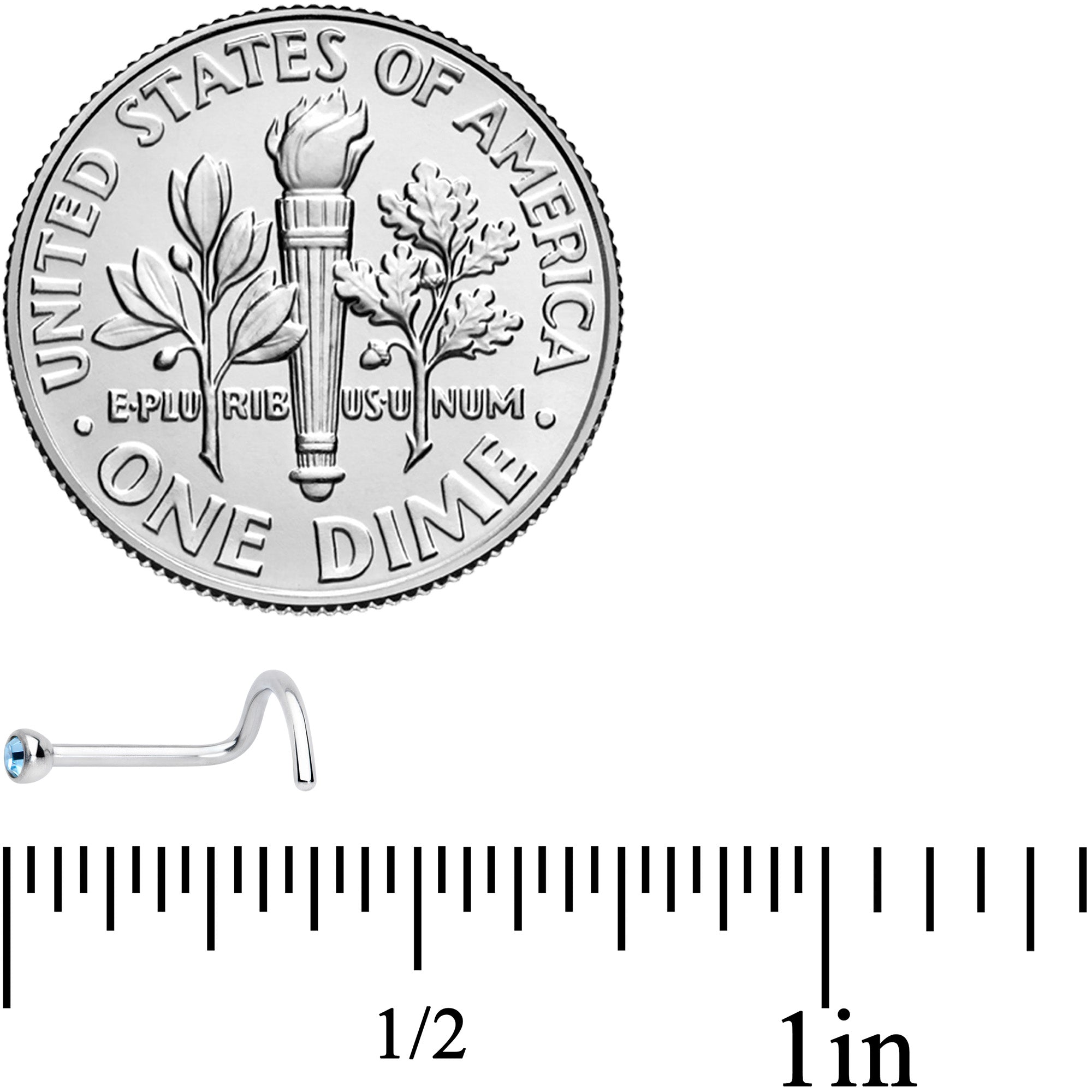 20G Aqua 2mm Grade 23 Titanium Press Fit Left Side Nose Screw