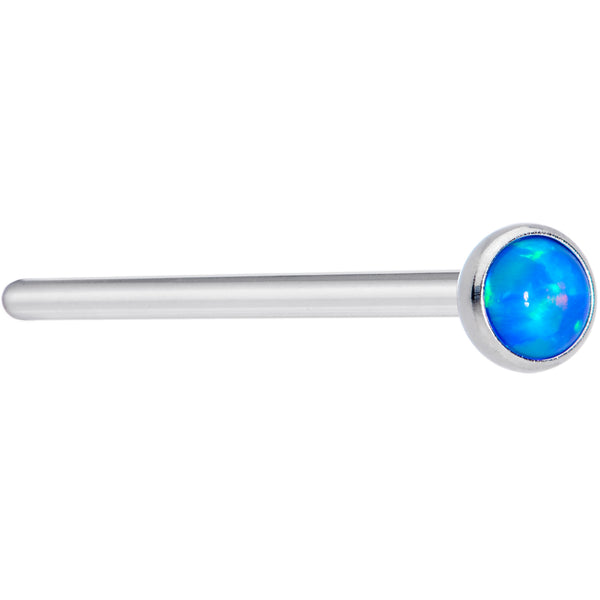 18 Gauge 3/4 Blue 3mm Synthetic Opal Titanium Fishtail Nose Ring