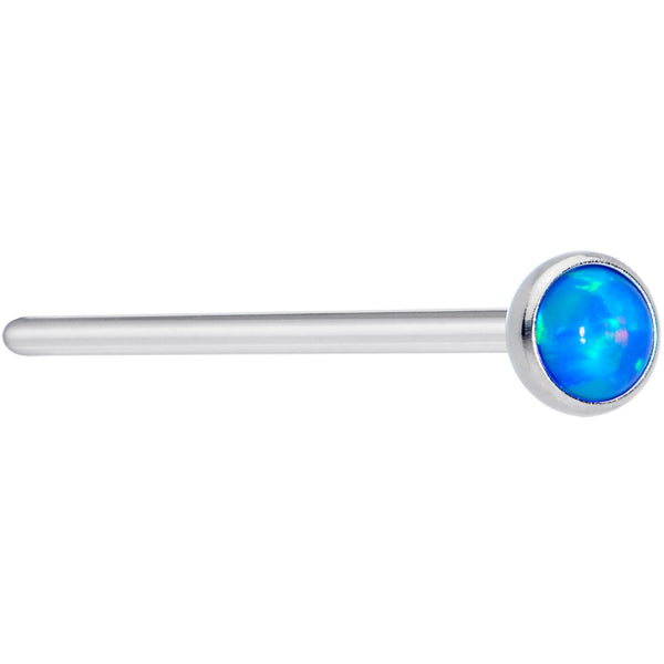 20 Gauge 3/4 Blue 3mm Synthetic Opal Titanium Fishtail Nose Ring
