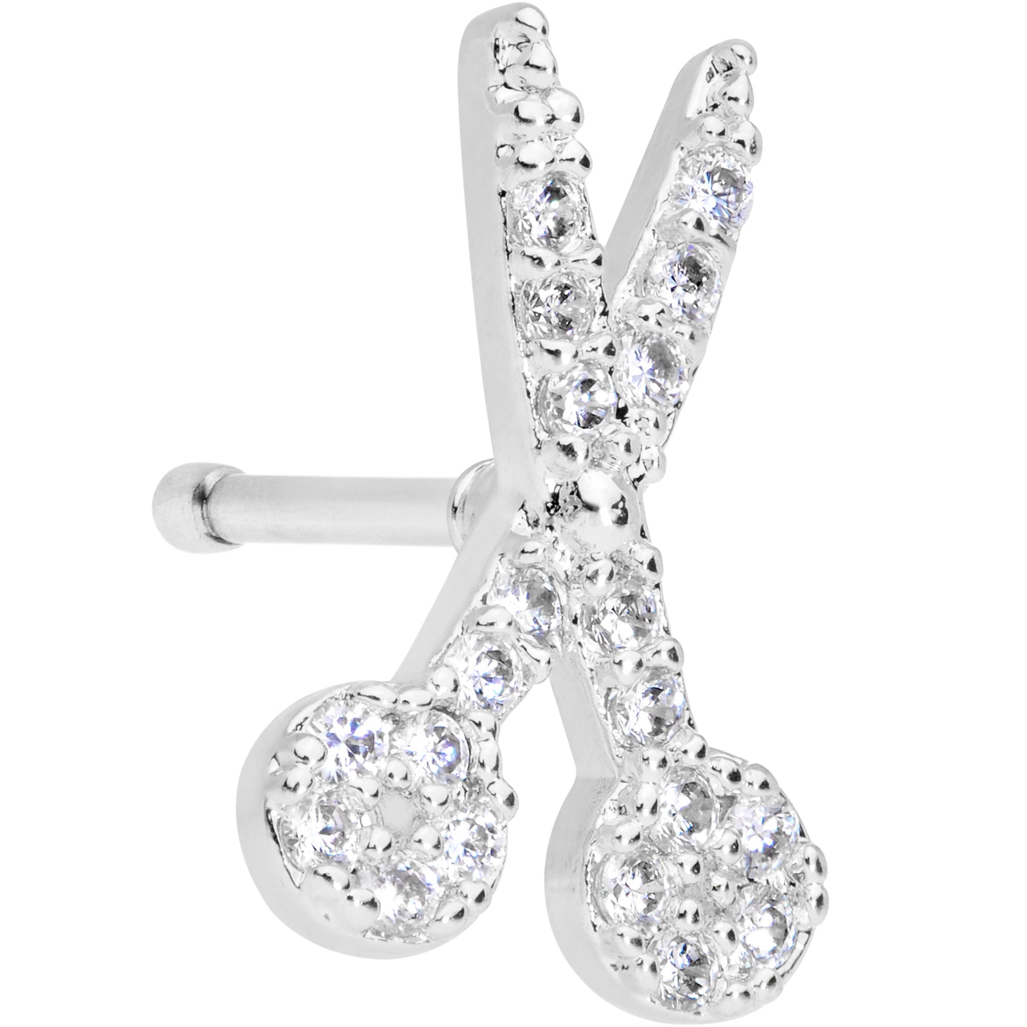 20G 1/4 Clear CZ Gem Shear Scissors Nose Bone