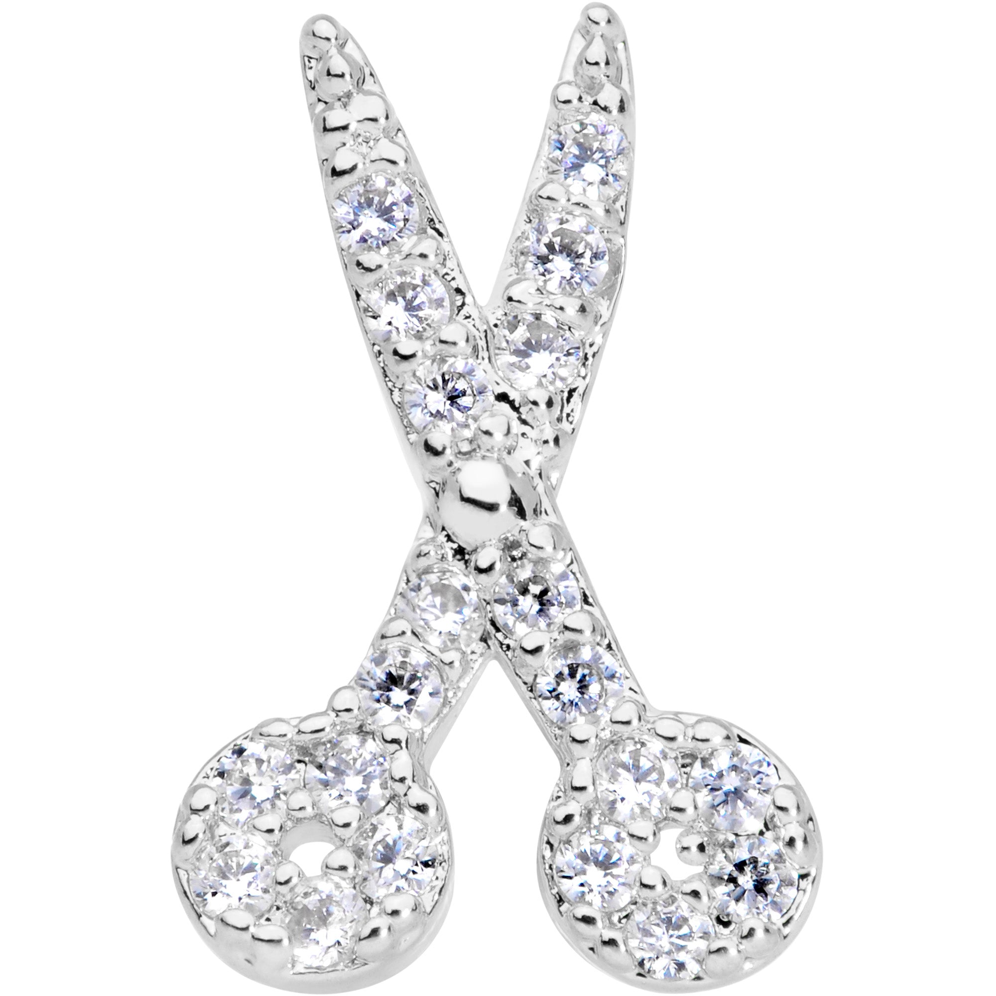 18G 3/8 Clear CZ Gem Shears Scissors Nose Hoop