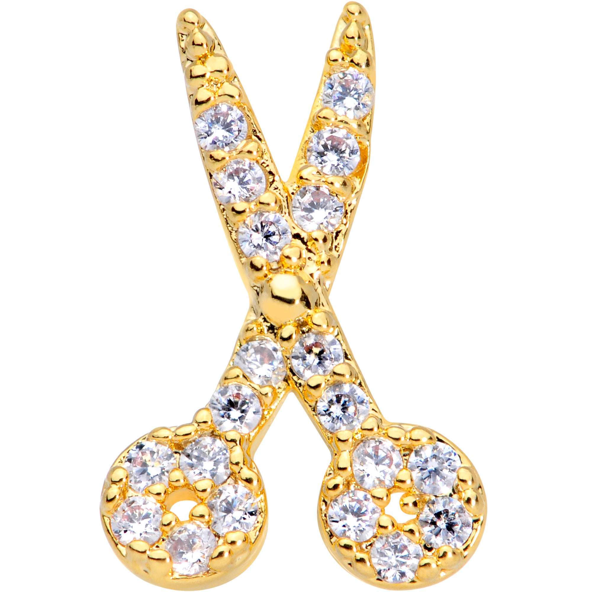 18G 3/8 Clear CZ Gem Shears Scissors Nose Hoop