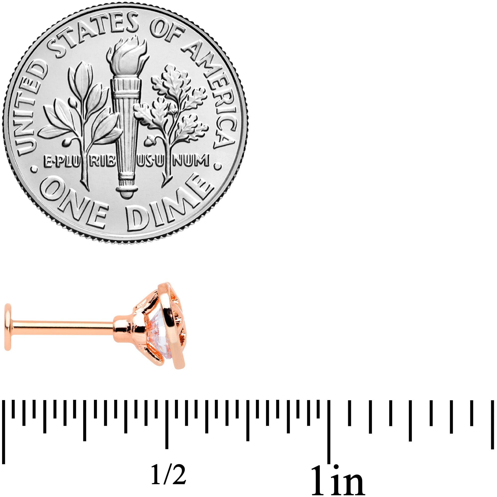 16G 5/16 Clear CZ Gem Rose Gold Tone Cage Heart Labret Tragus