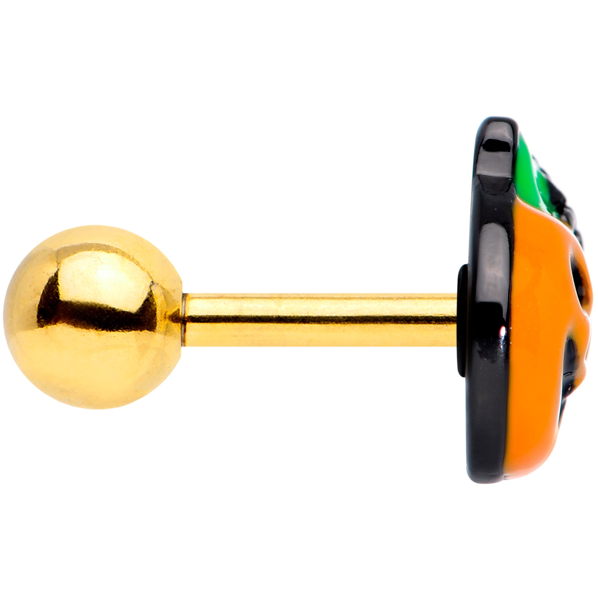 16G 1/4 Gold Tone Spider Pumpkin Halloween Cartilage Tragus