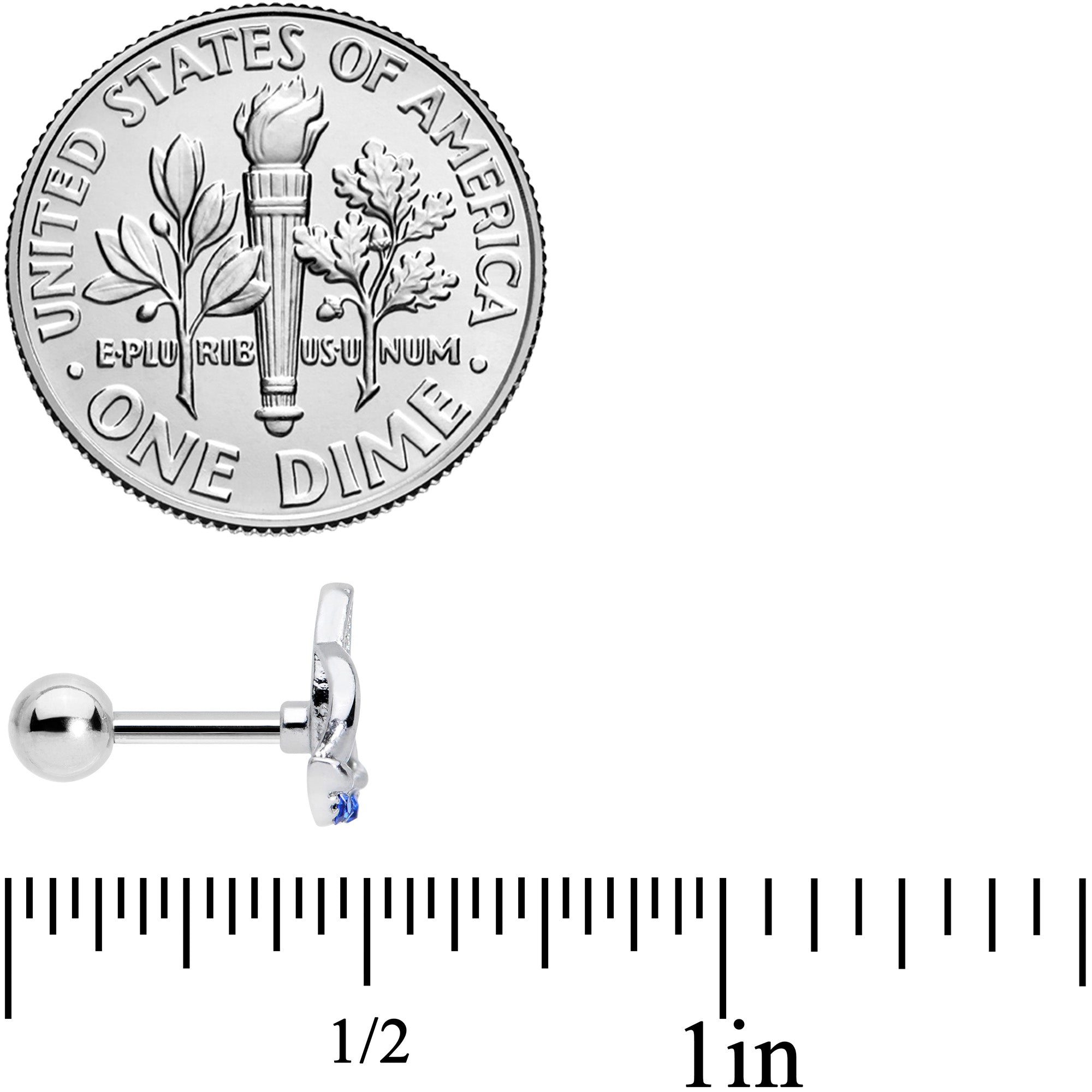 16G 1/4 Blue Purple Gem Sailboat Cartilage Tragus