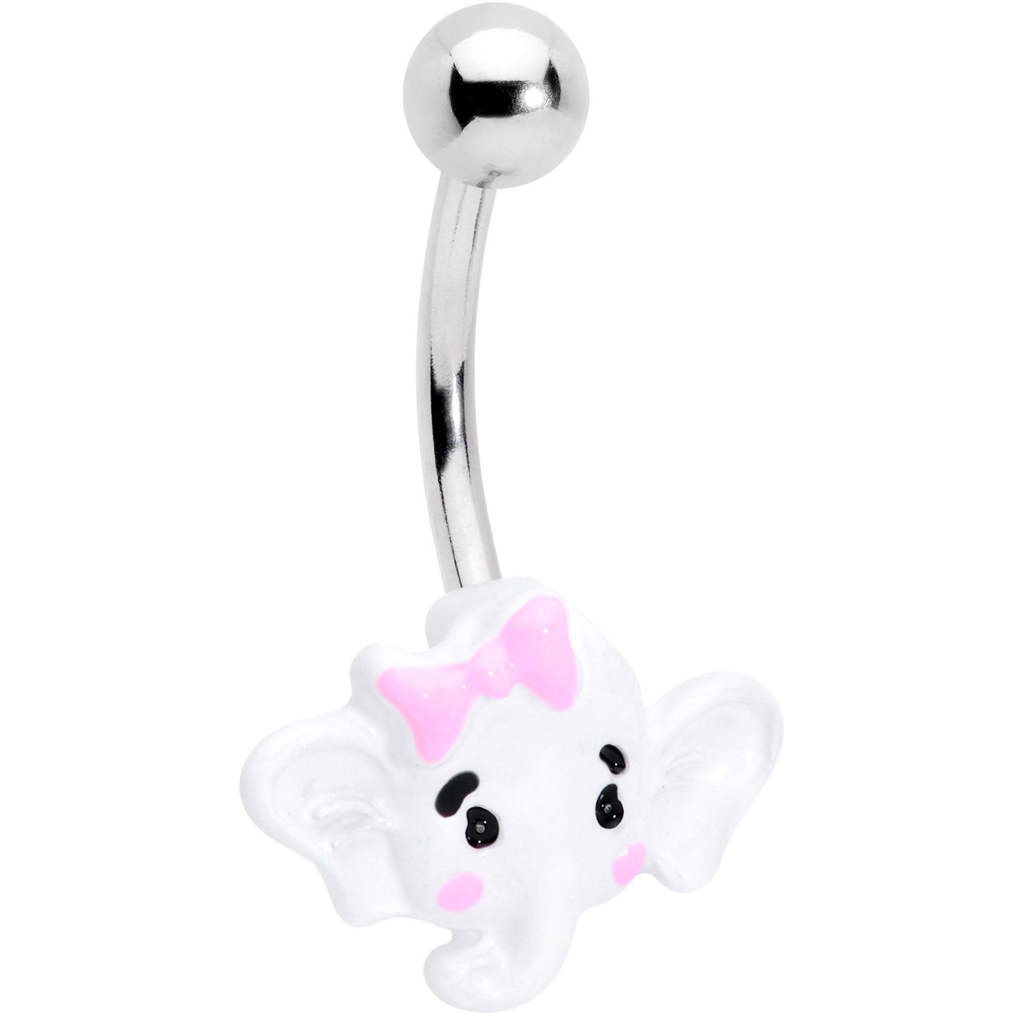 Pink Bow Cute Elephant Belly Ring