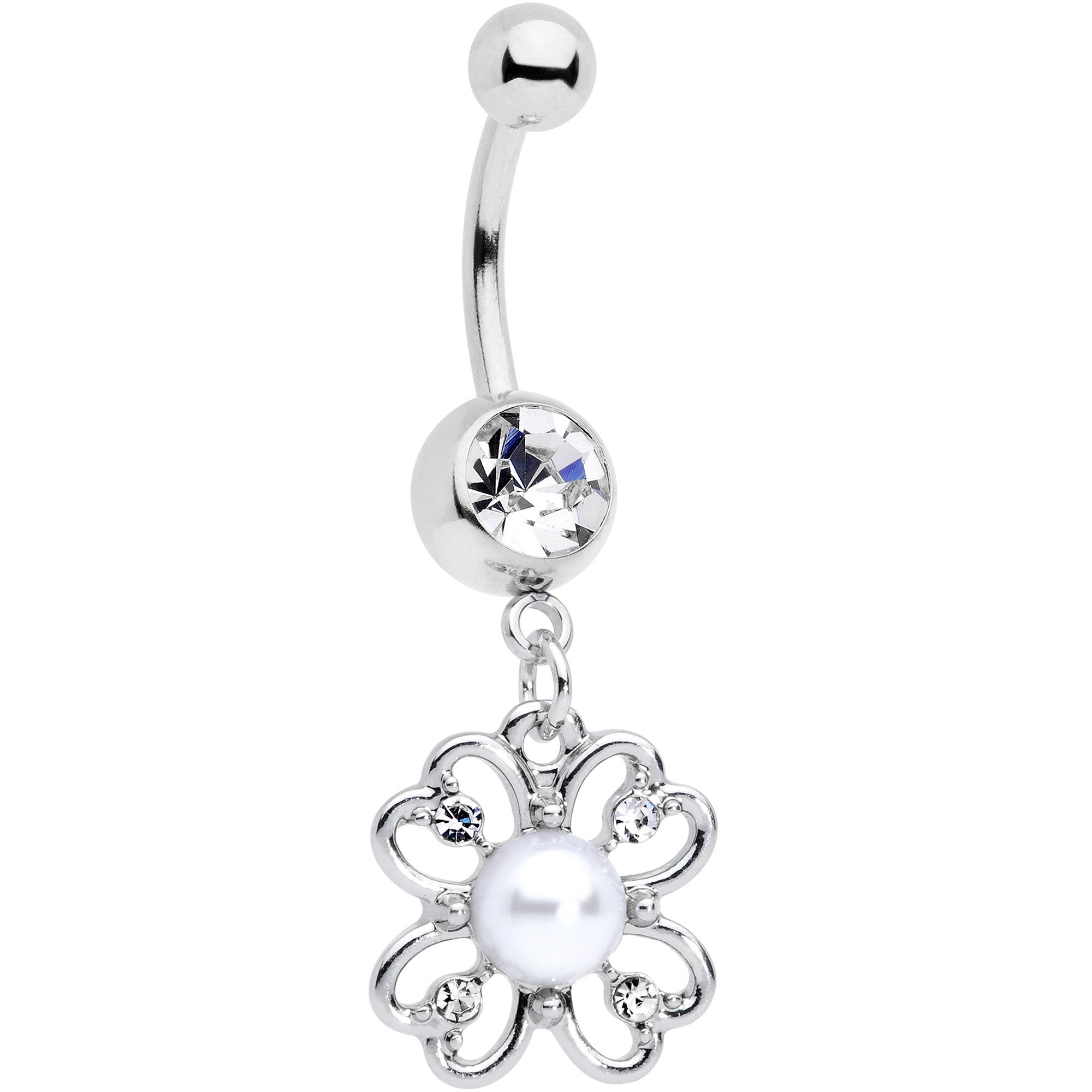 Clear Gem Sumptuous Shamrock St Patricks Day Dangle Belly Ring