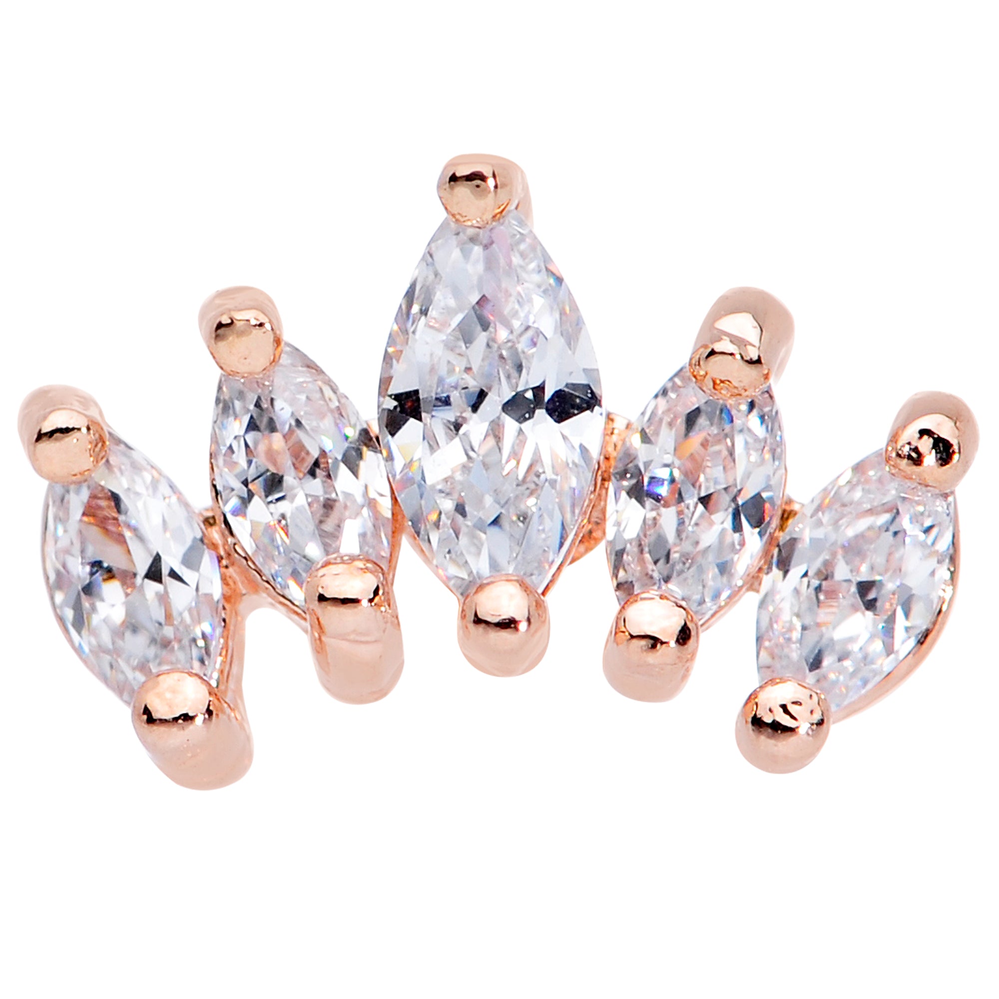 16G 1/4 Clear CZ Gem Rose Gold Tone Crown Cartilage Tragus Earring