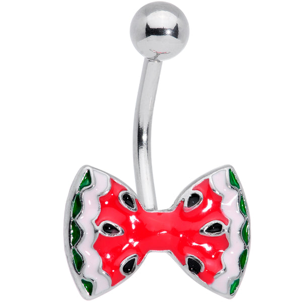 Red Green Sweet Summer Watermelon Bow Belly Ring