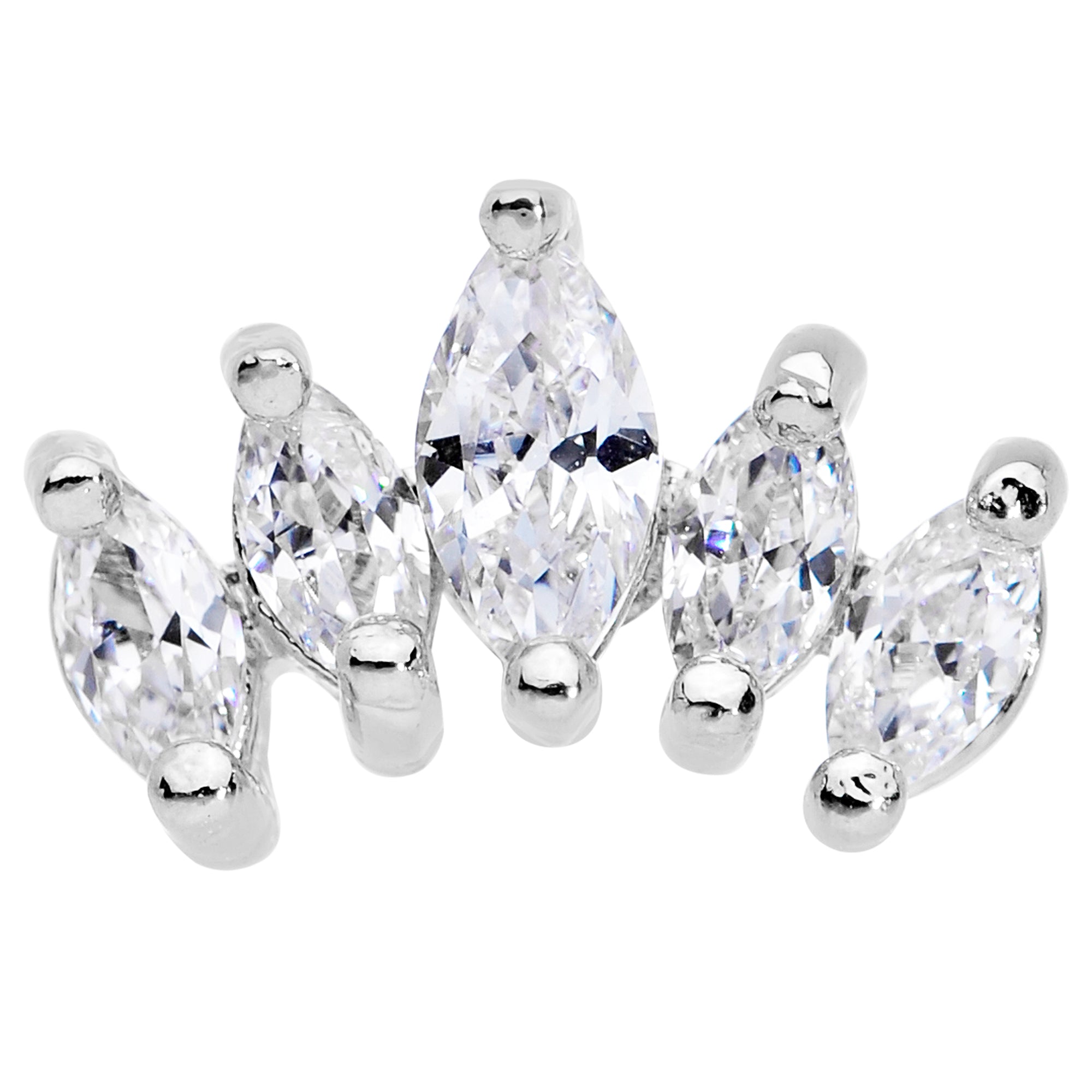 16G 1/4 Clear CZ Gem Crown Cartilage Tragus Earring