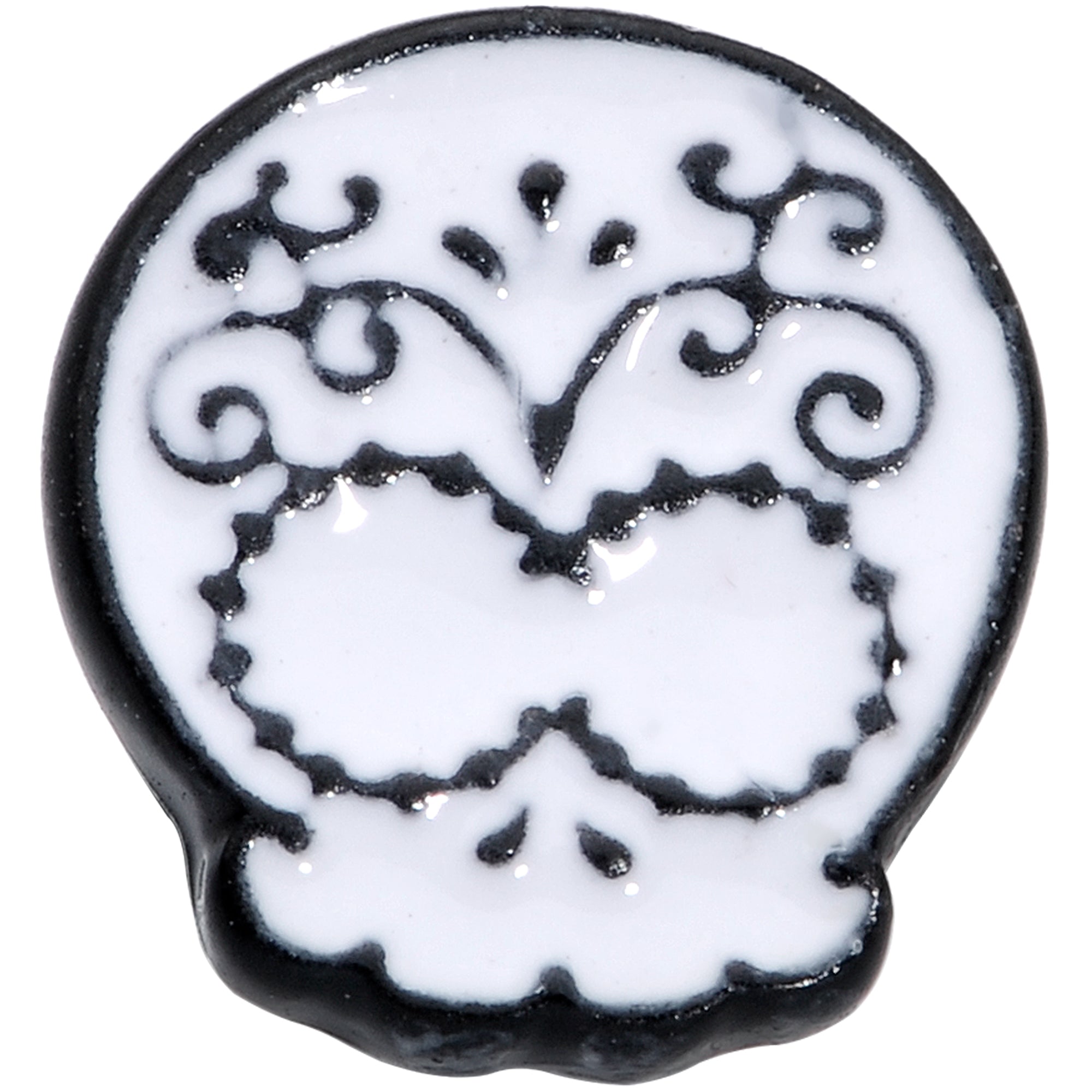 16G 1/4 Black White Calavera Sugar Skull Cartilage Tragus