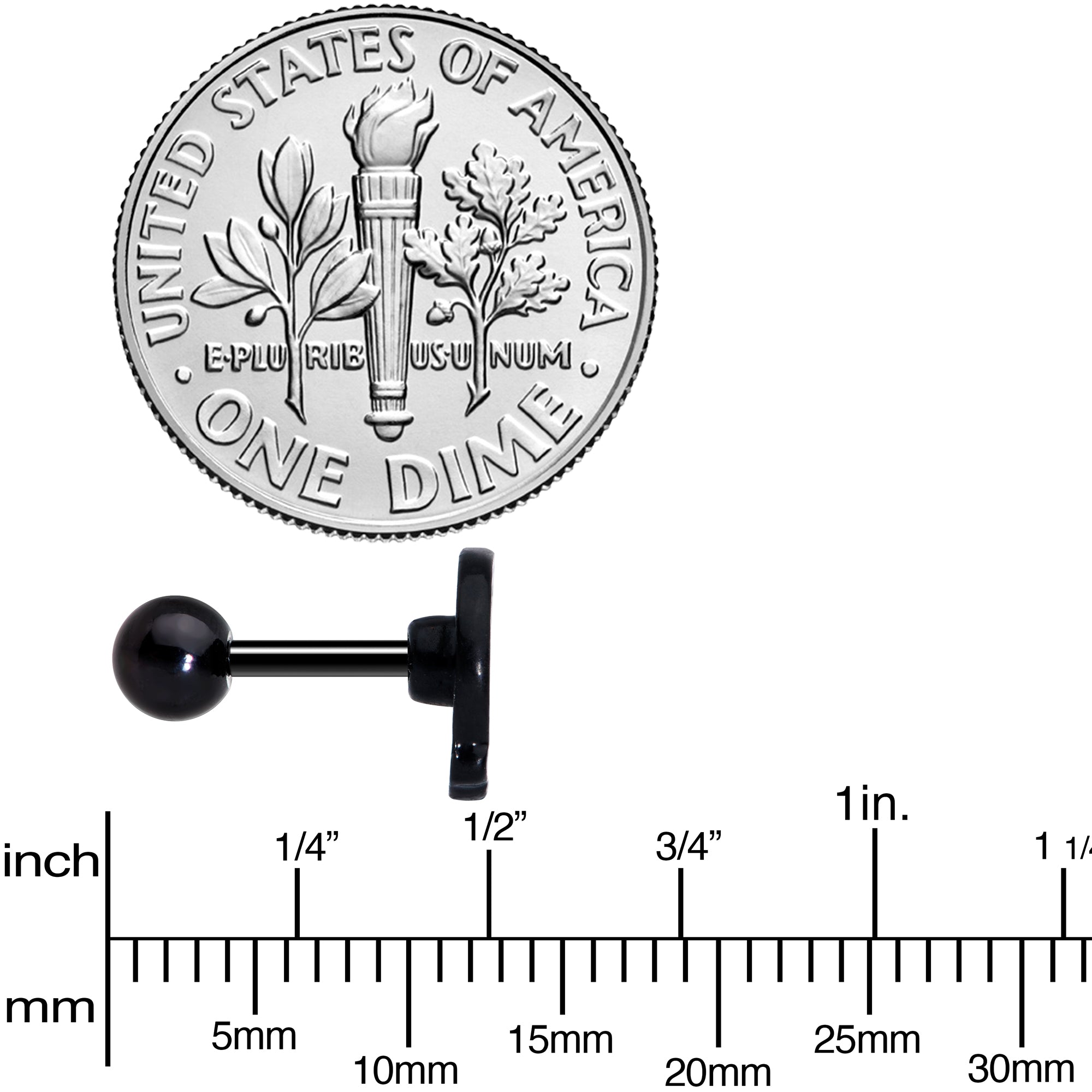 16G 1/4 Black White Calavera Sugar Skull Cartilage Tragus