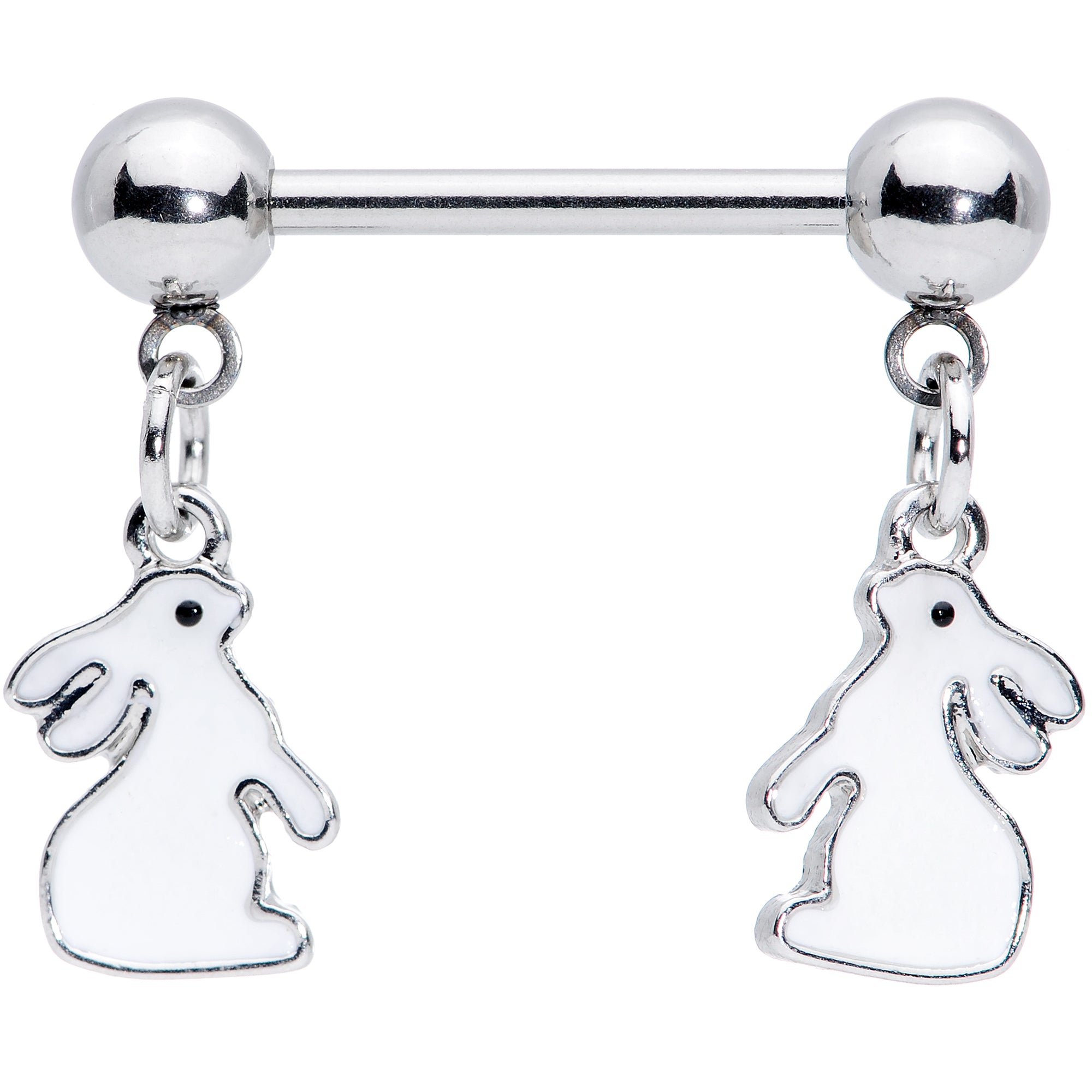 14G 9/16 Glow in the Dark Easter Bunny Dangle Nipple Ring Set