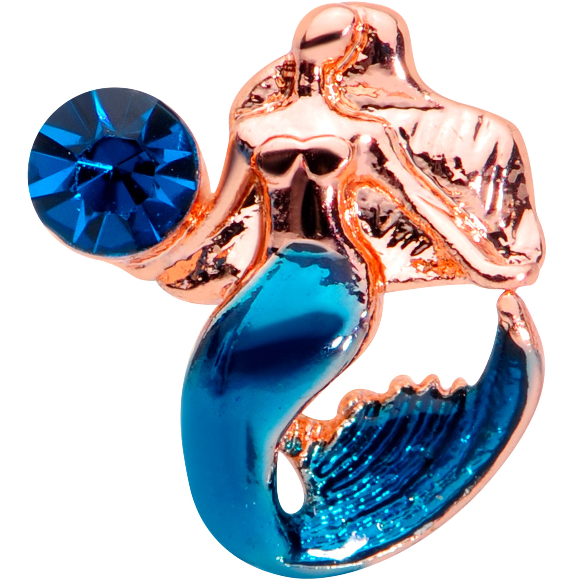16G 5/16 Blue Gem Rose Gold Tone Mermaid Labret Monroe Tragus