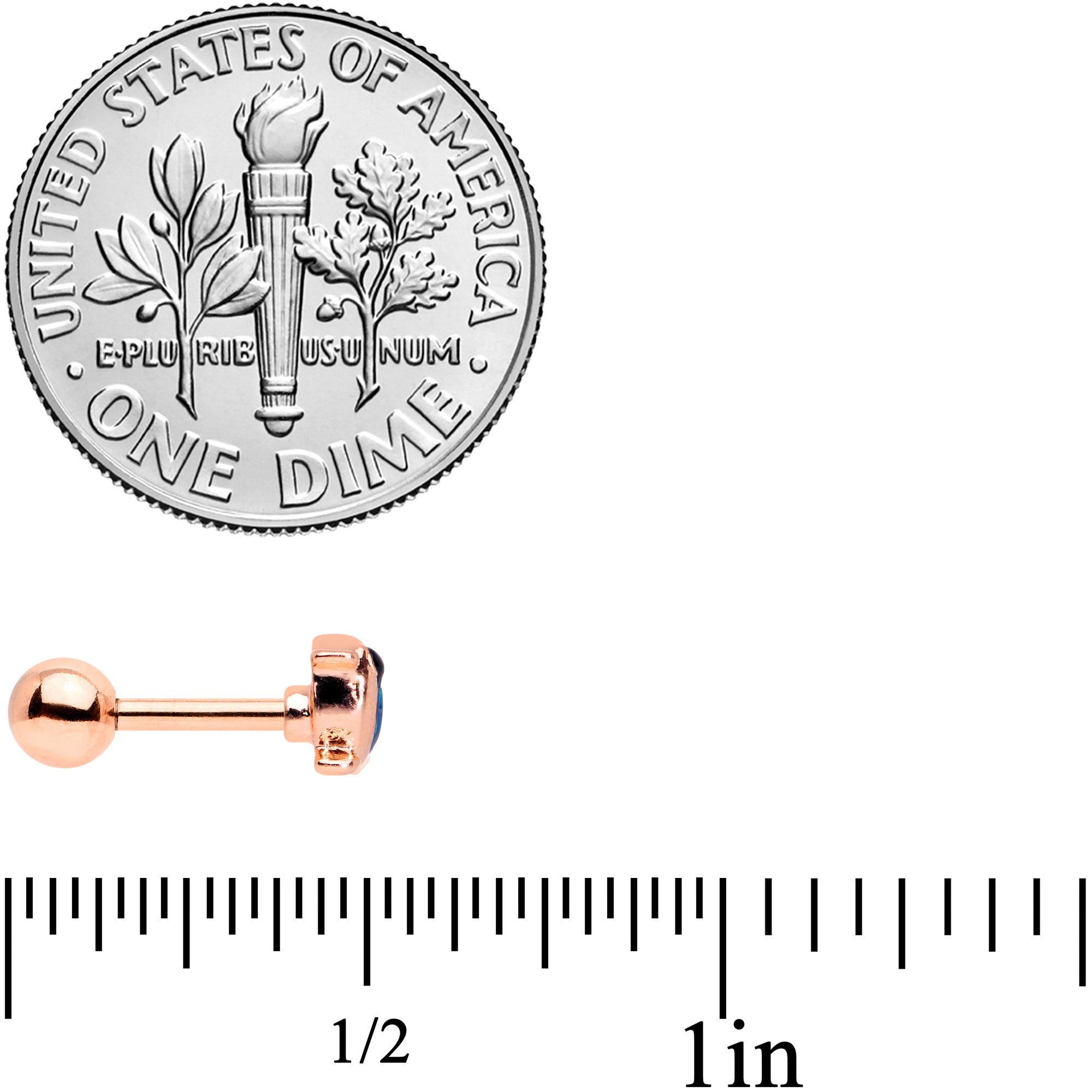 16G 1/4 Rose Gold Tone Blue Bird Cartilage Tragus Earring