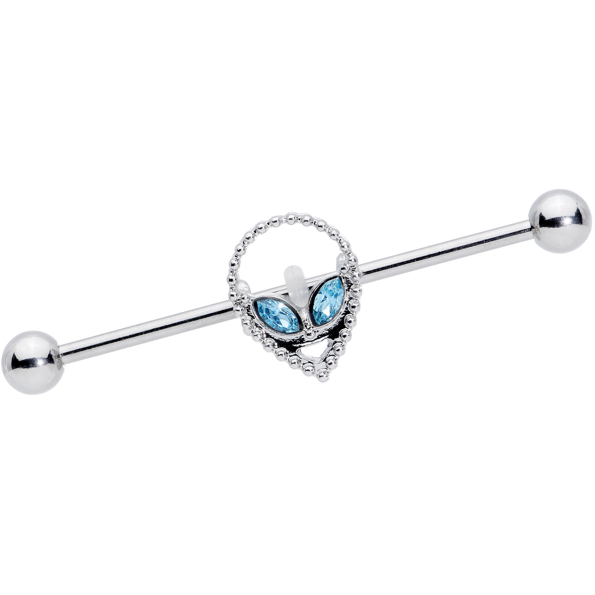 14G Aqua Gem Hollow Alien Industrial Barbell 38mm