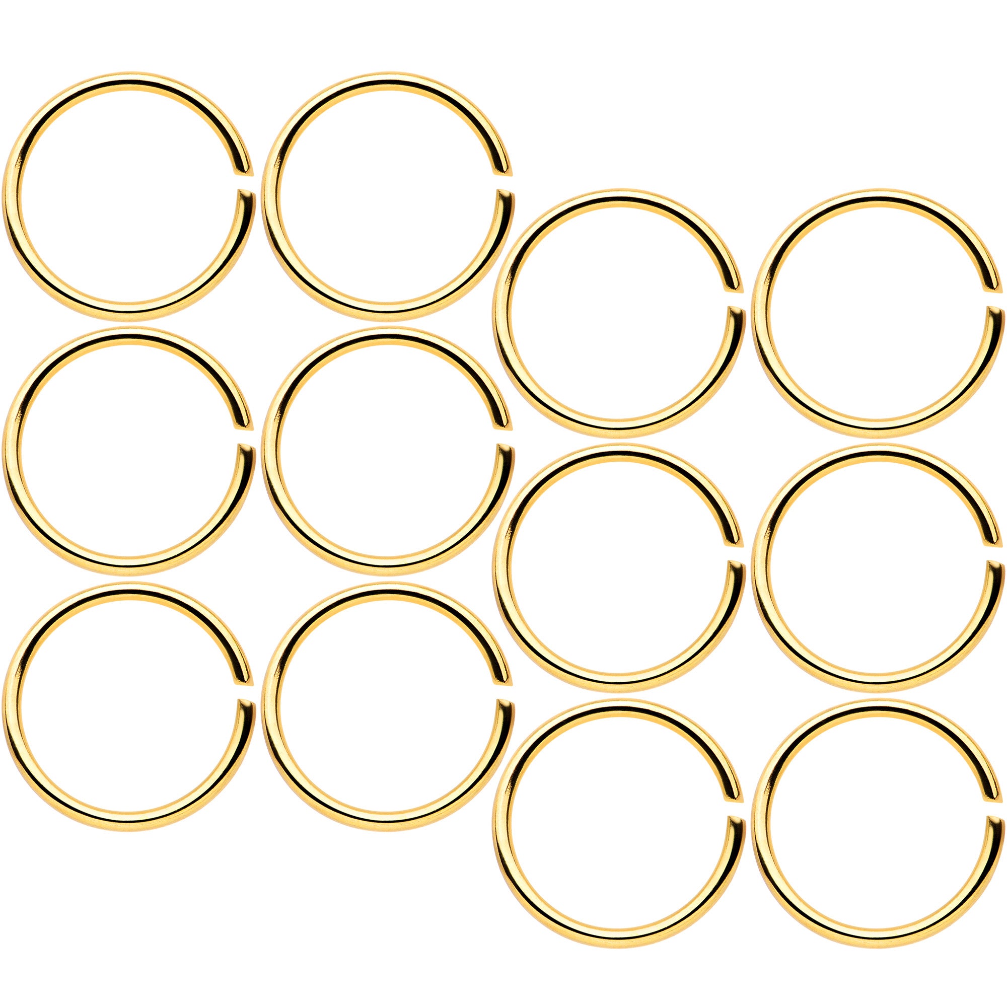 20G 5/16 Gold Tone Anodized Seamless Circular Ring Set of 12