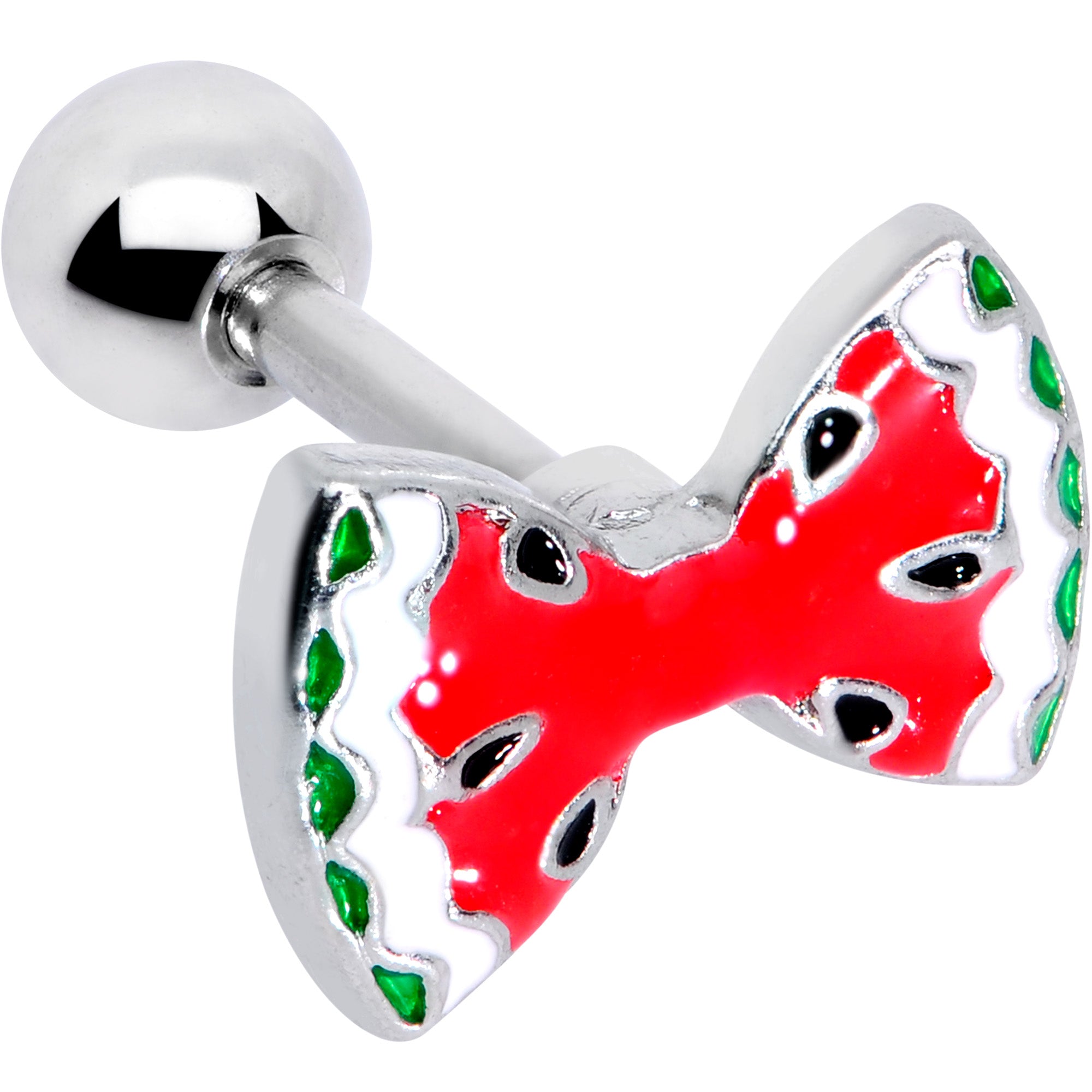 16G 1/4 Red Fruit Watermelon Bow Cartilage Tragus Earring