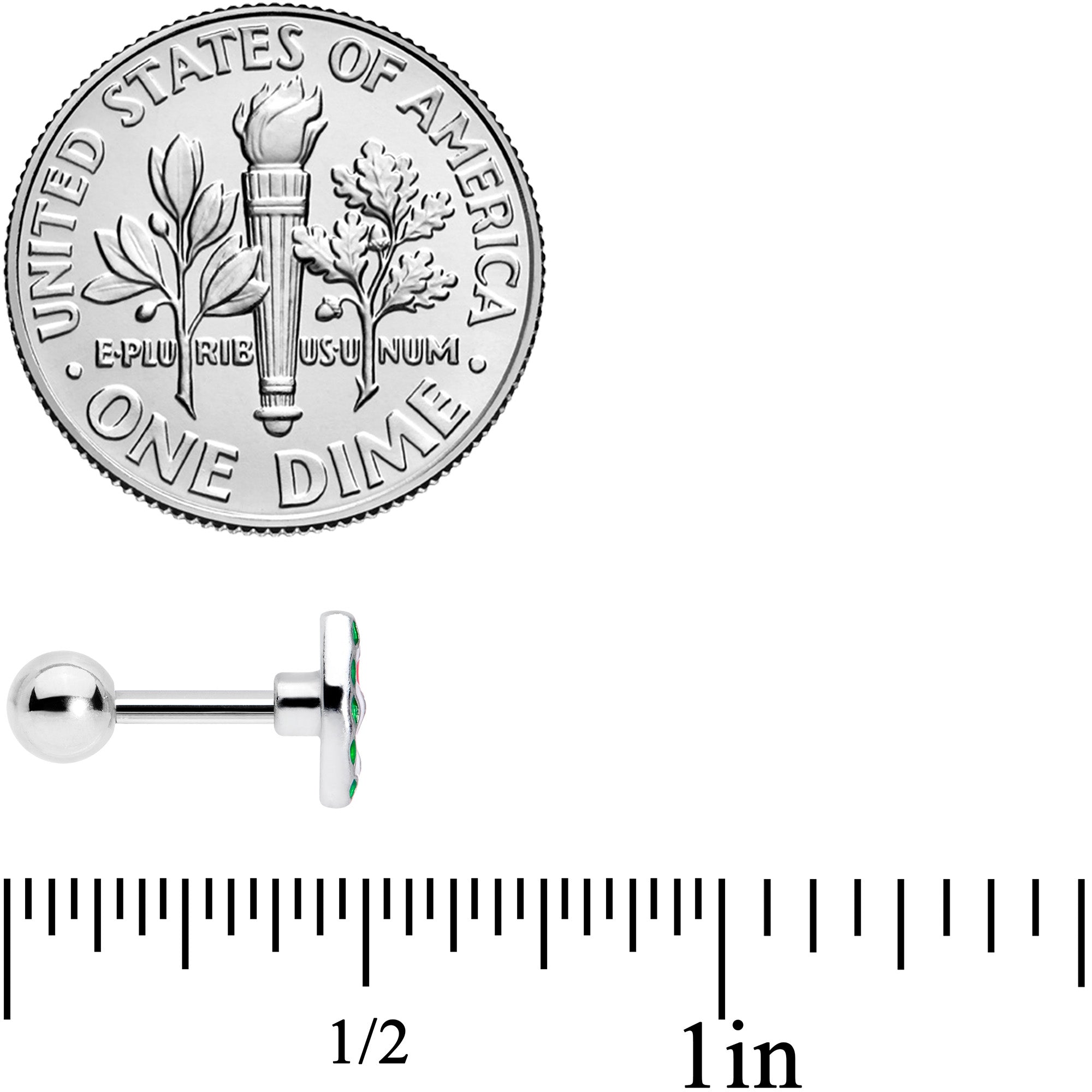 16G 1/4 Red Fruit Watermelon Bow Cartilage Tragus Earring