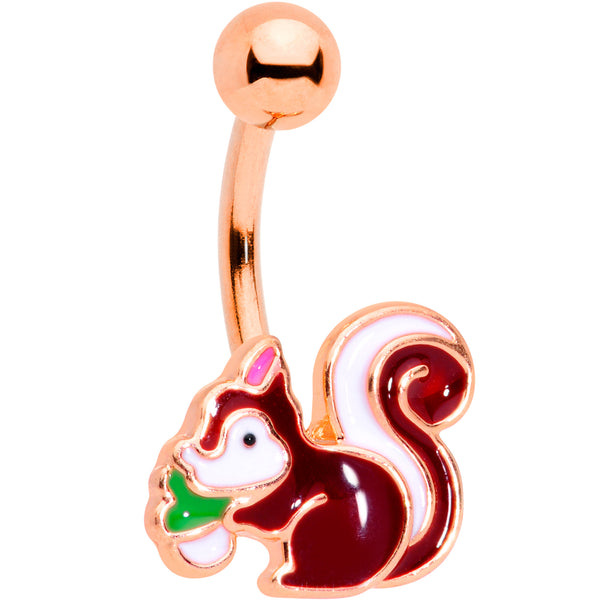 Rose Gold Tone Snacking Squirrel Belly Ring