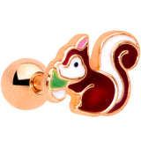 16 Gauge 1/4 Rose Gold Tone Snacking Squirrel Cartilage Tragus Earring