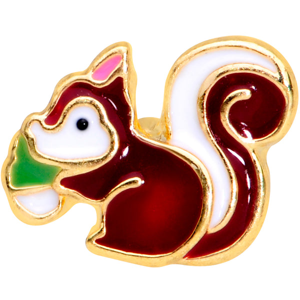 16 Gauge 1/4 Gold Tone Snacking Squirrel Cartilage Tragus Earring